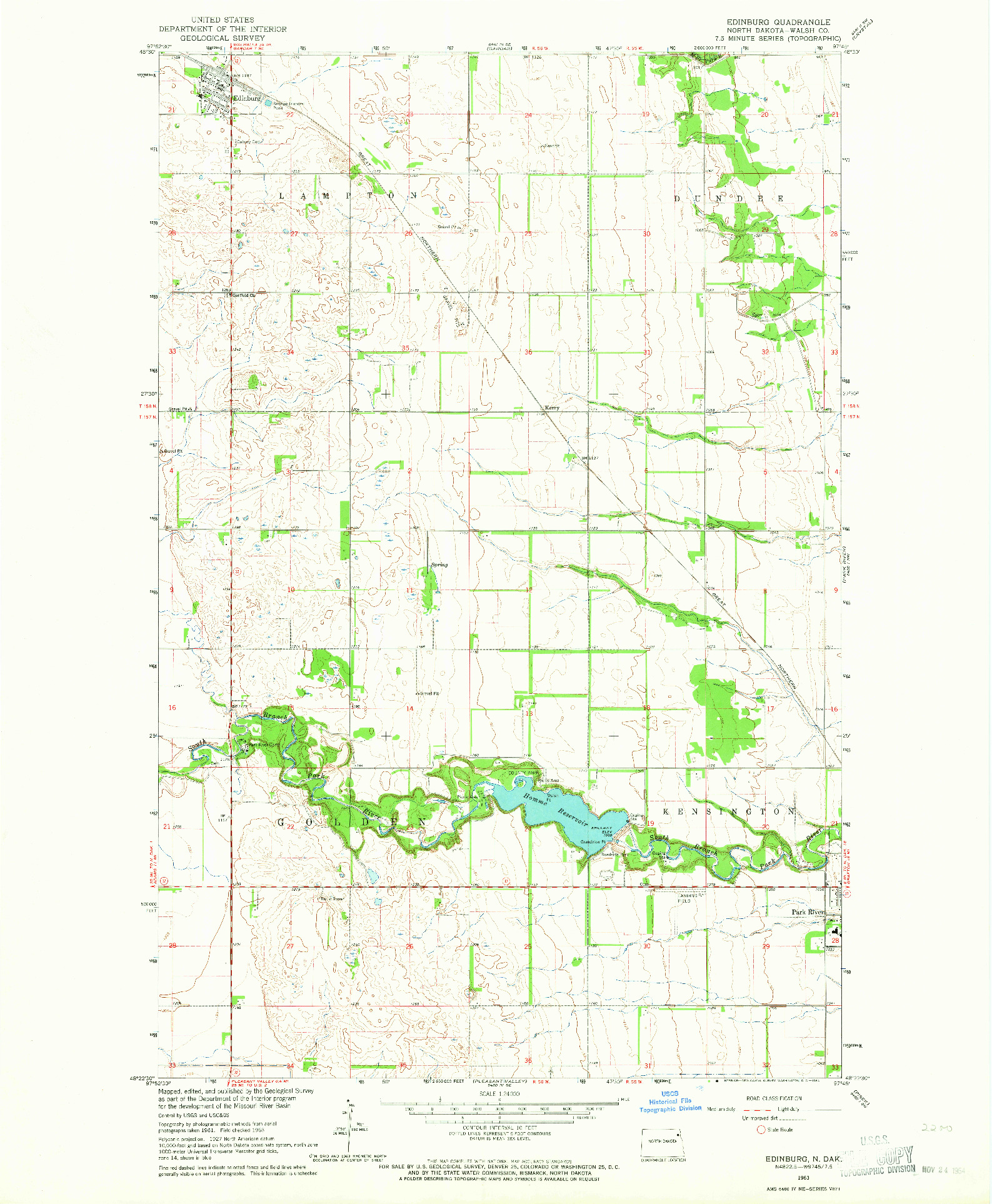 USGS 1:24000-SCALE QUADRANGLE FOR EDINBURG, ND 1963