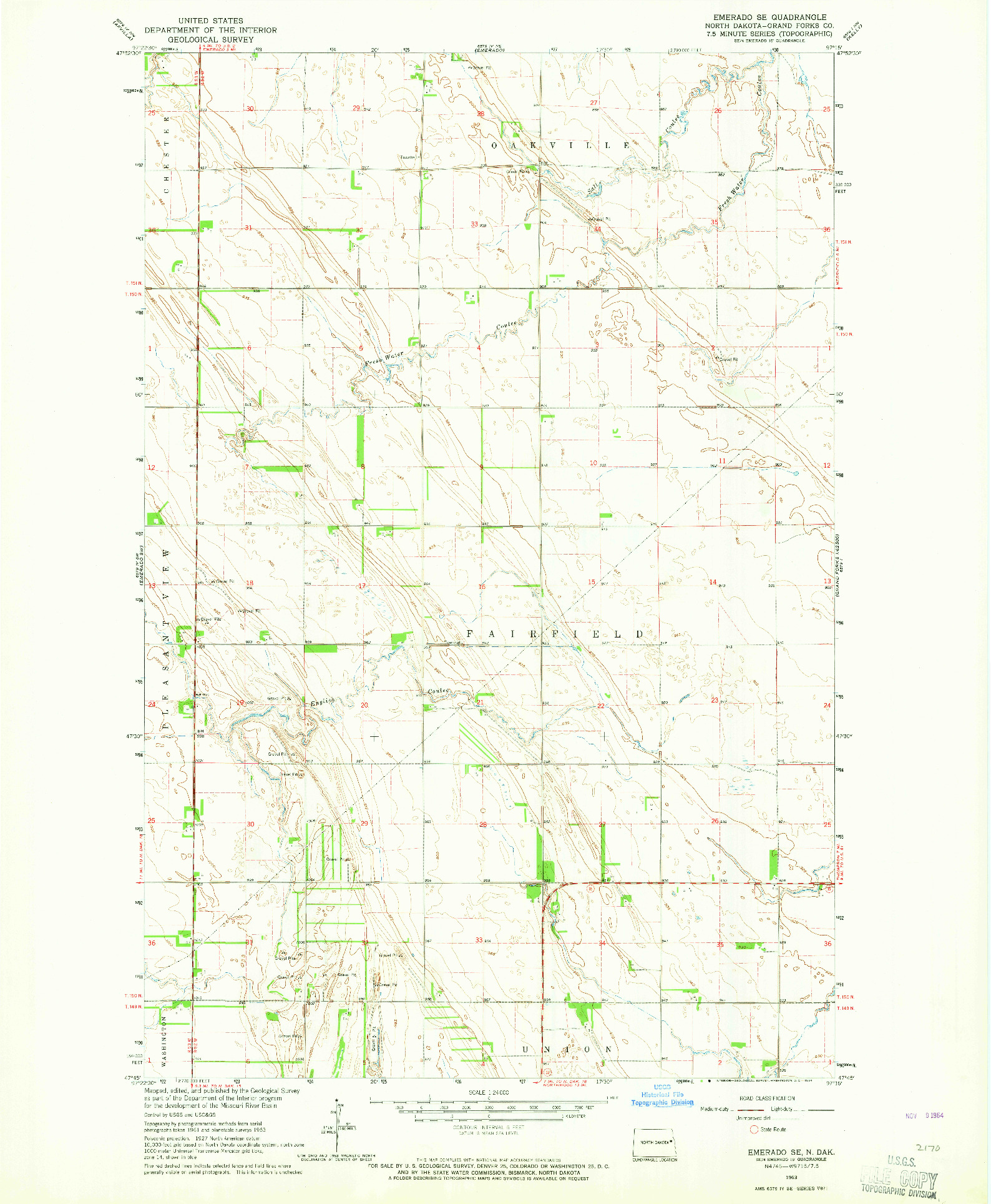 USGS 1:24000-SCALE QUADRANGLE FOR EMERADO SE, ND 1963