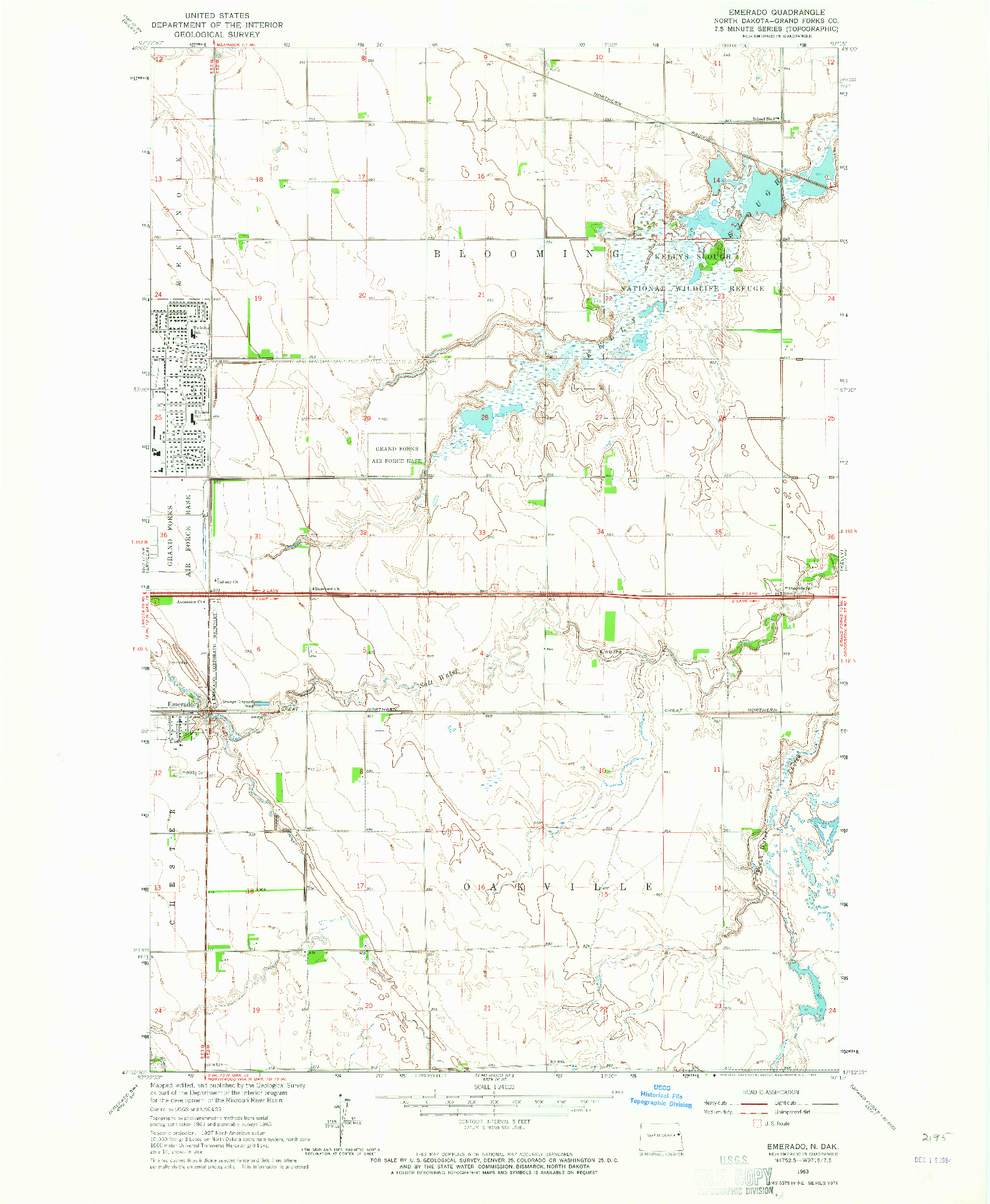 USGS 1:24000-SCALE QUADRANGLE FOR EMERADO, ND 1963