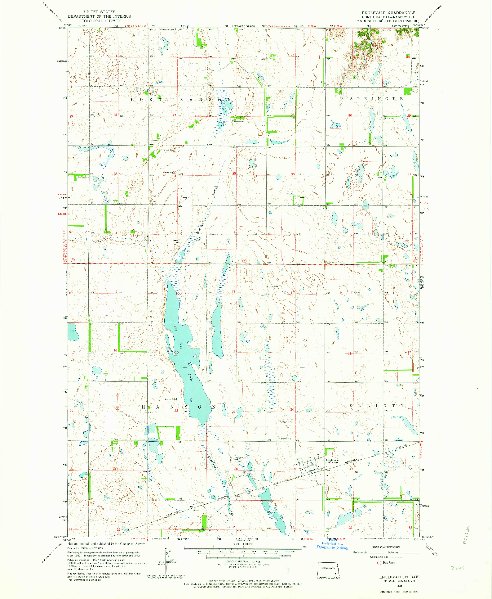 USGS 1:24000-SCALE QUADRANGLE FOR ENGLEVALE, ND 1962