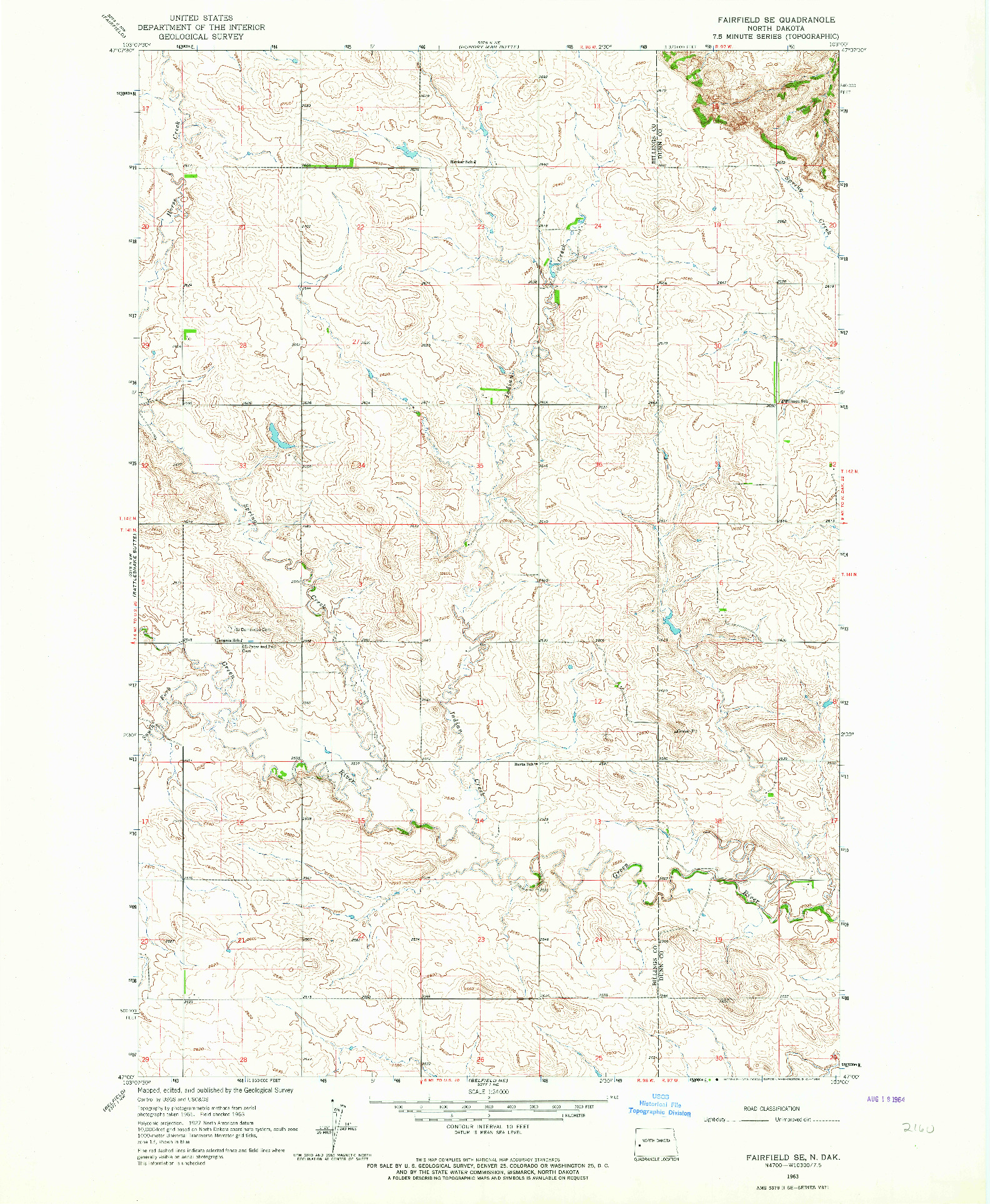 USGS 1:24000-SCALE QUADRANGLE FOR FAIRFIELD SE, ND 1963