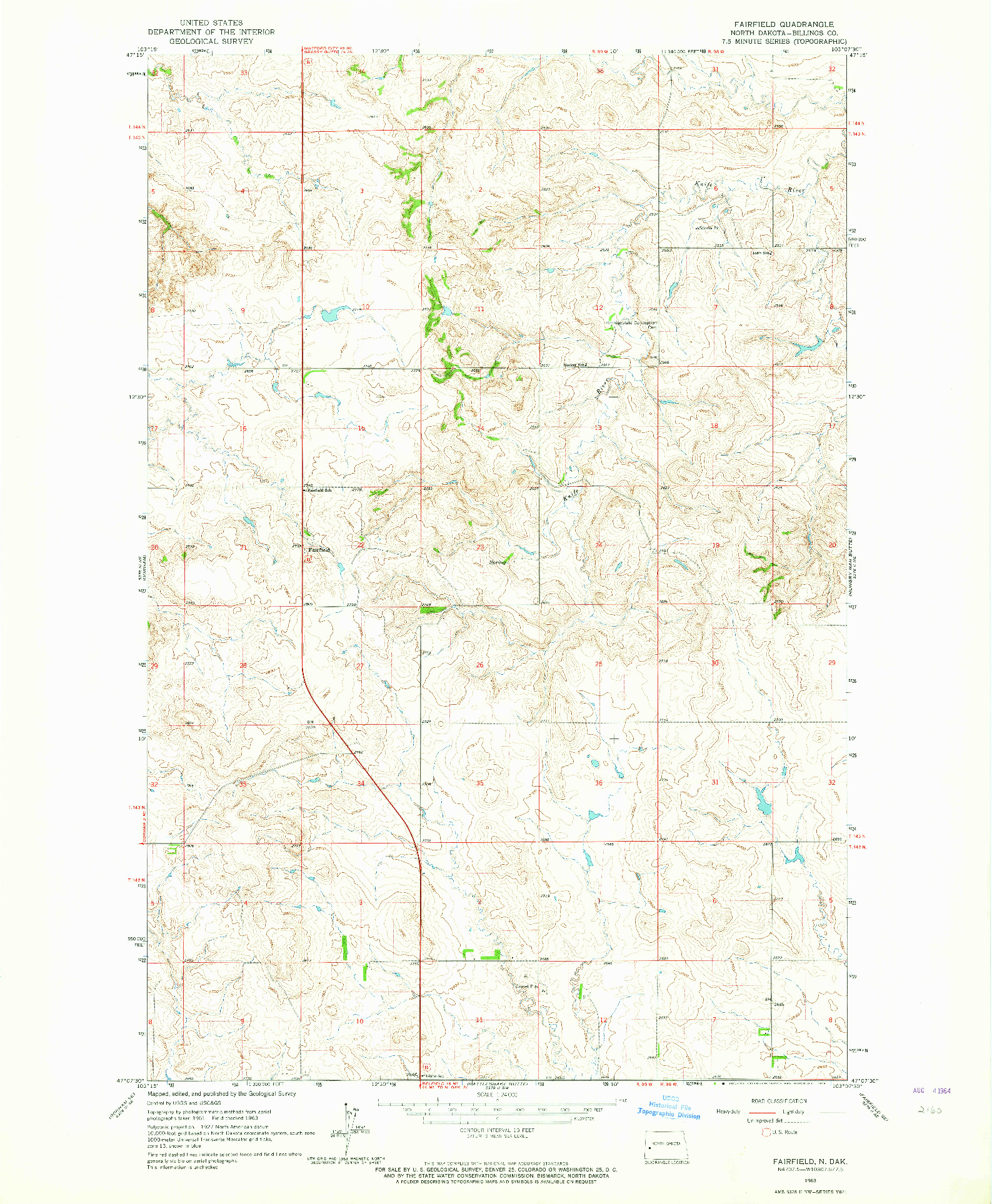 USGS 1:24000-SCALE QUADRANGLE FOR FAIRFIELD, ND 1963
