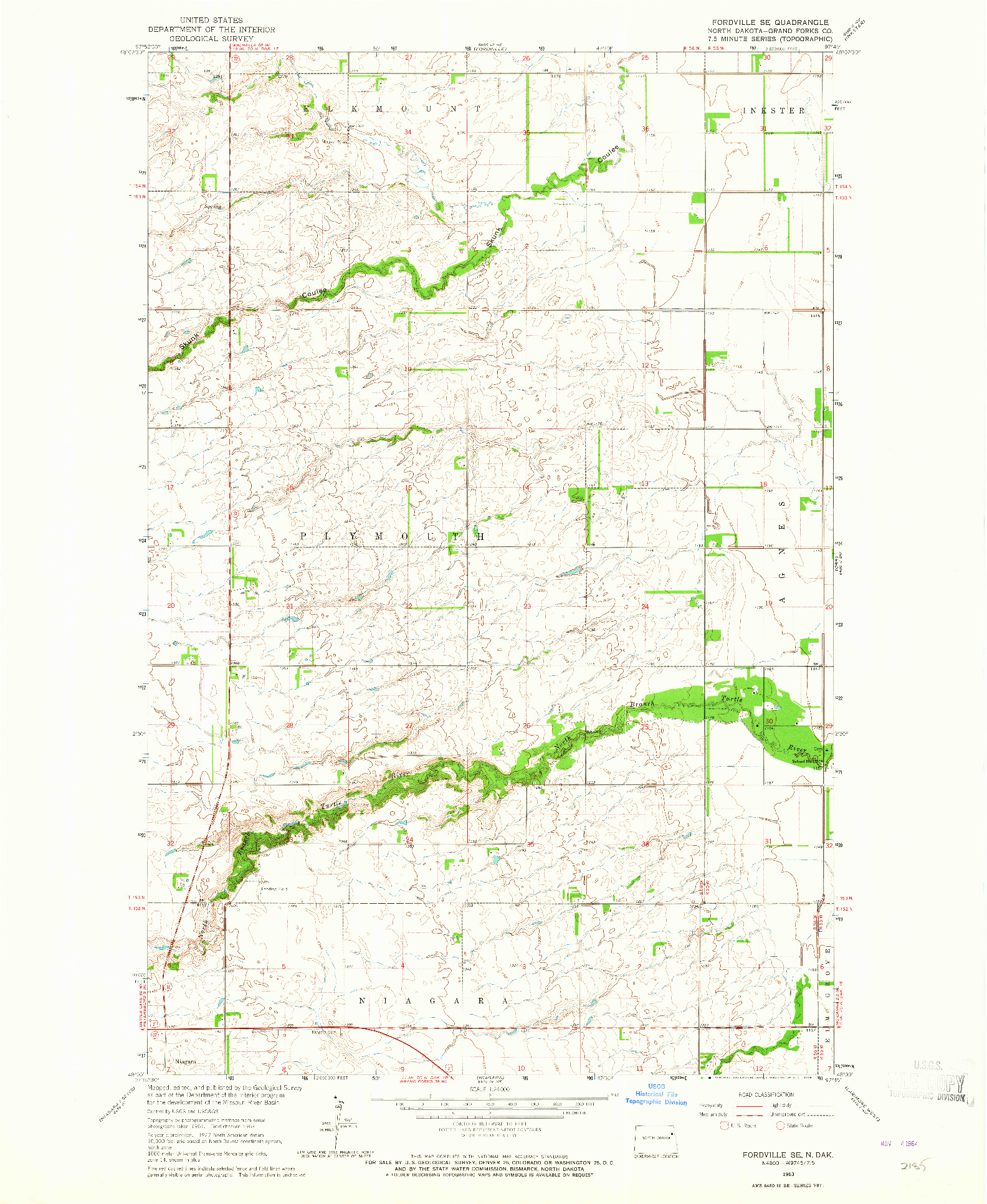 USGS 1:24000-SCALE QUADRANGLE FOR FORDVILLE SE, ND 1963