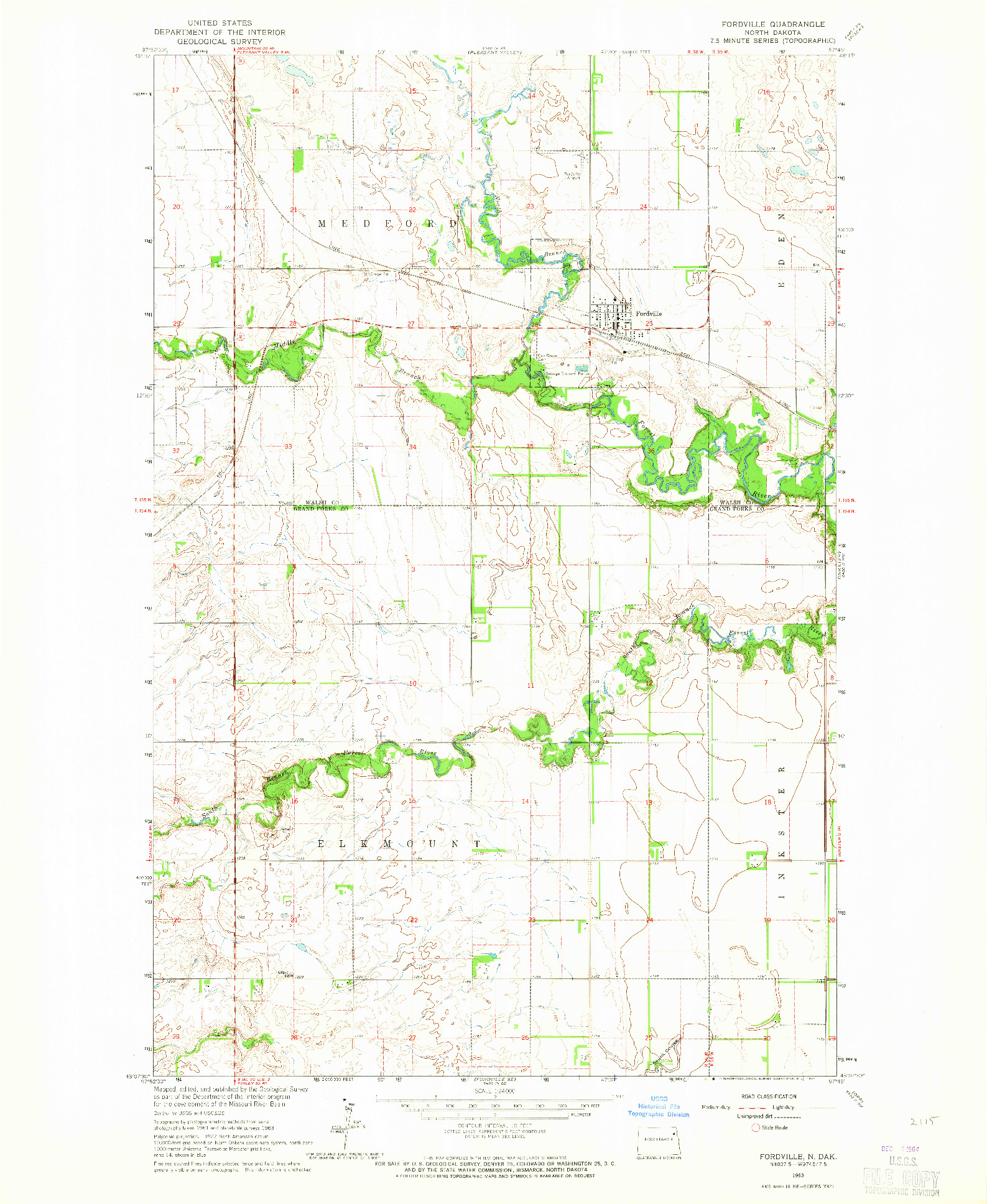 USGS 1:24000-SCALE QUADRANGLE FOR FORDVILLE, ND 1963