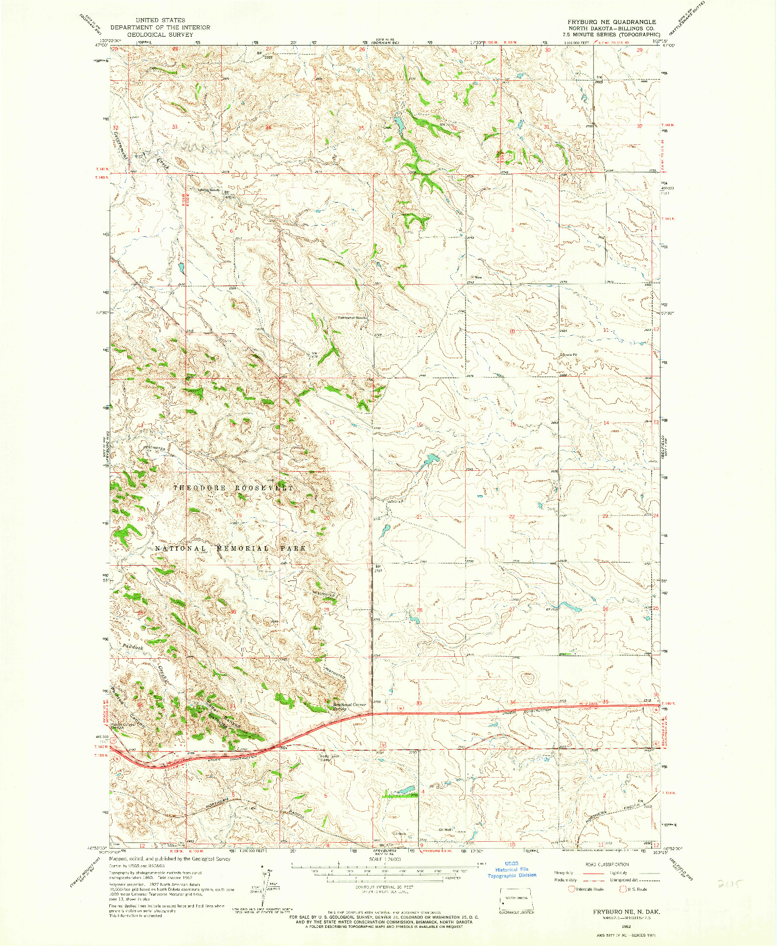 USGS 1:24000-SCALE QUADRANGLE FOR FRYBURG NE, ND 1962