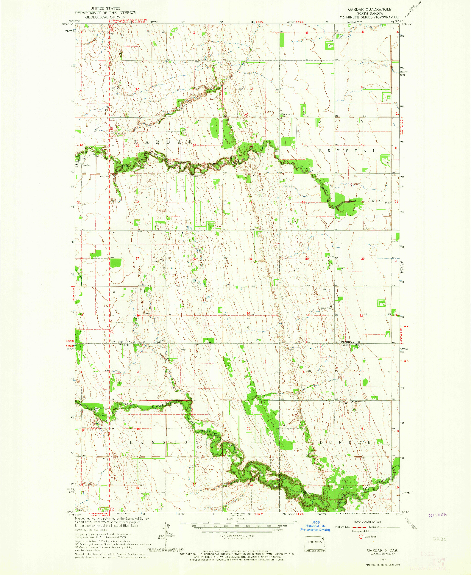 USGS 1:24000-SCALE QUADRANGLE FOR GARDAR, ND 1963