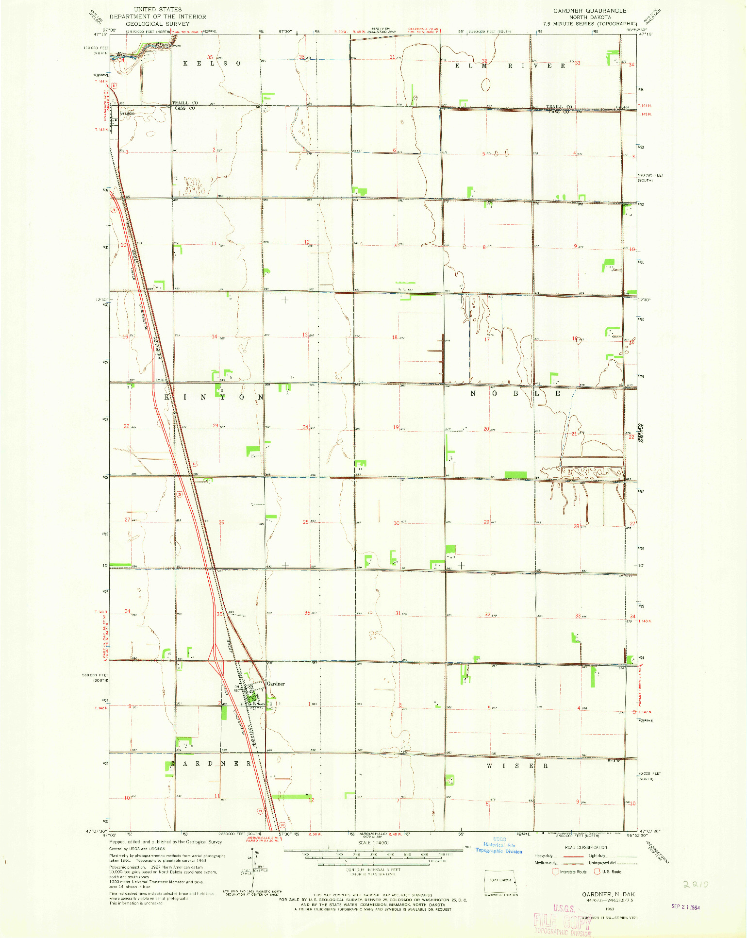USGS 1:24000-SCALE QUADRANGLE FOR GARDENA, ND 1963