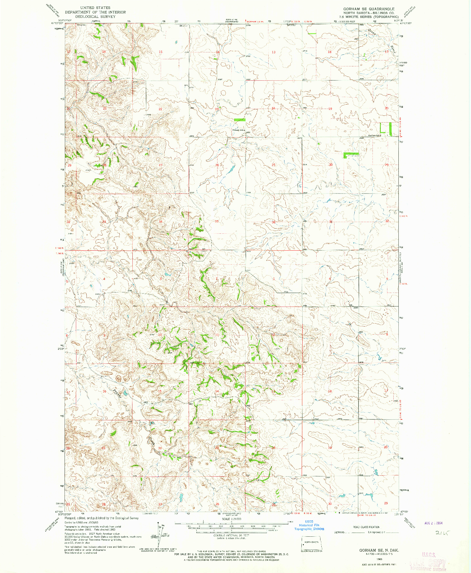 USGS 1:24000-SCALE QUADRANGLE FOR GORHAM SE, ND 1963