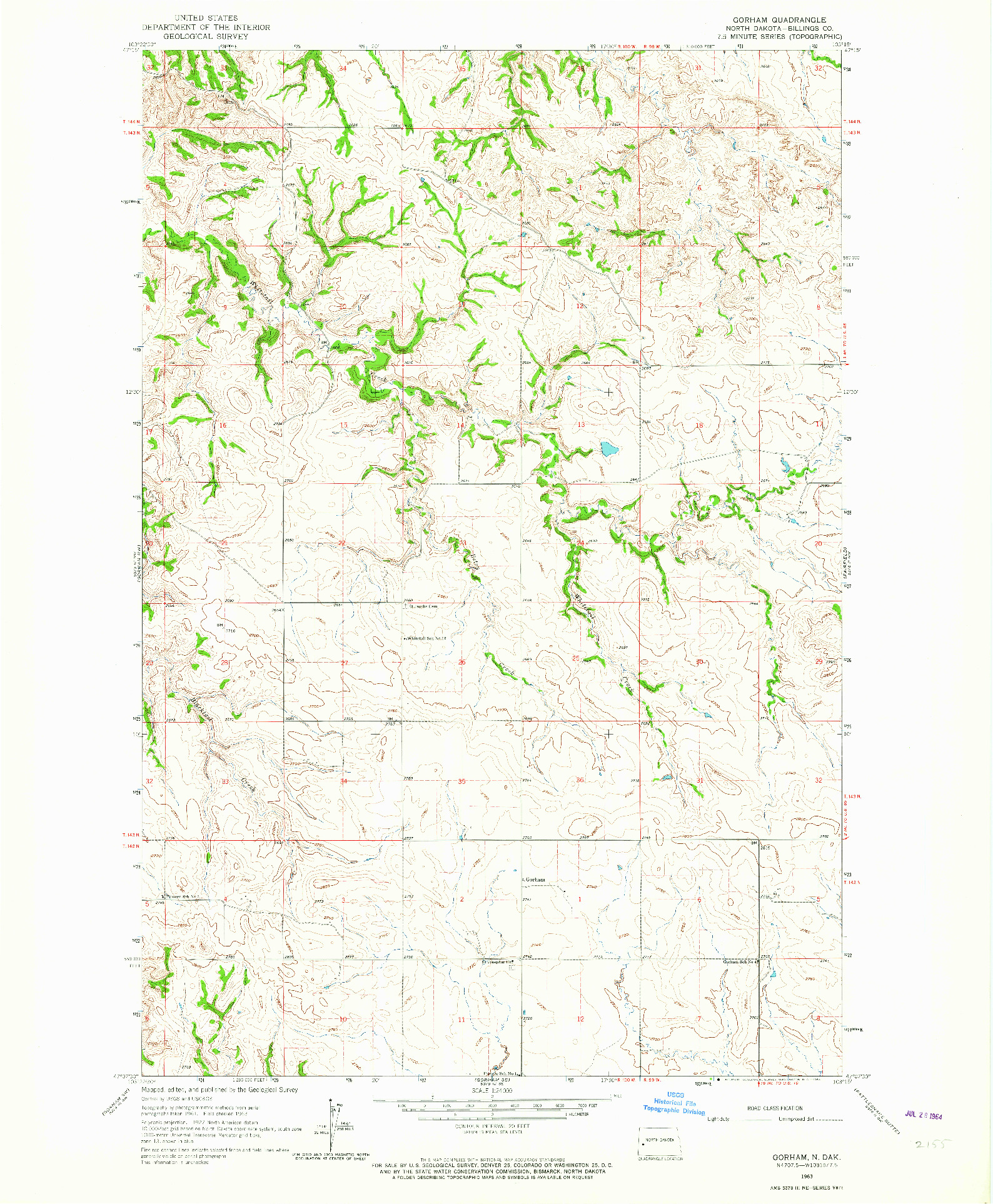 USGS 1:24000-SCALE QUADRANGLE FOR GORHAM, ND 1963