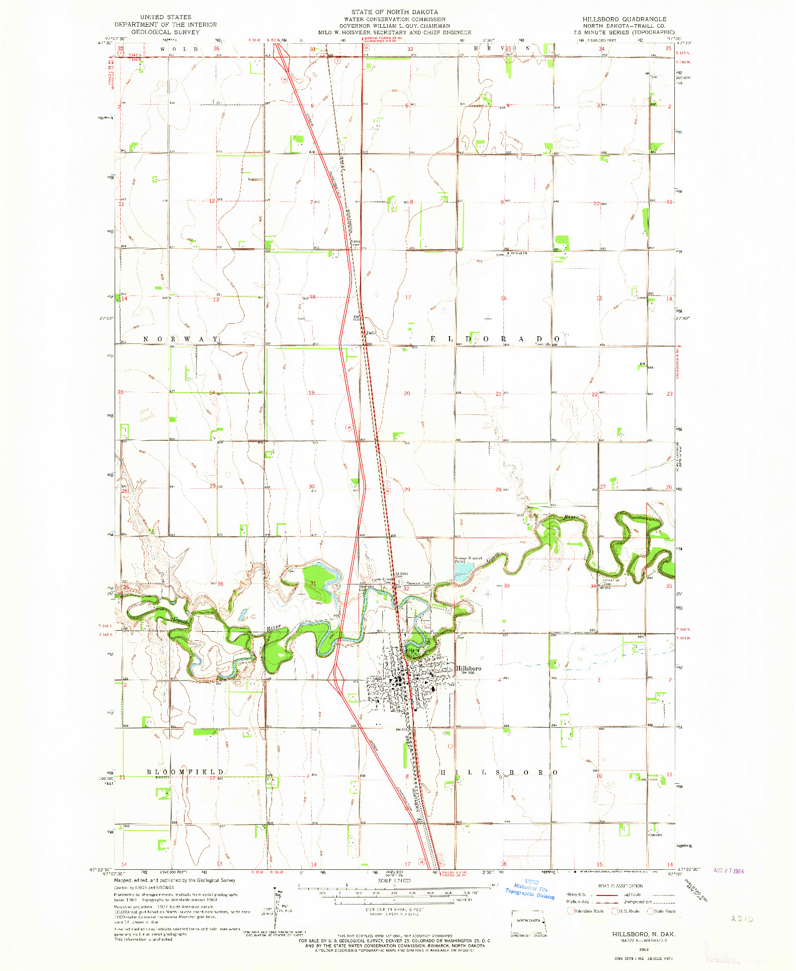 USGS 1:24000-SCALE QUADRANGLE FOR HILLSBORO, ND 1963