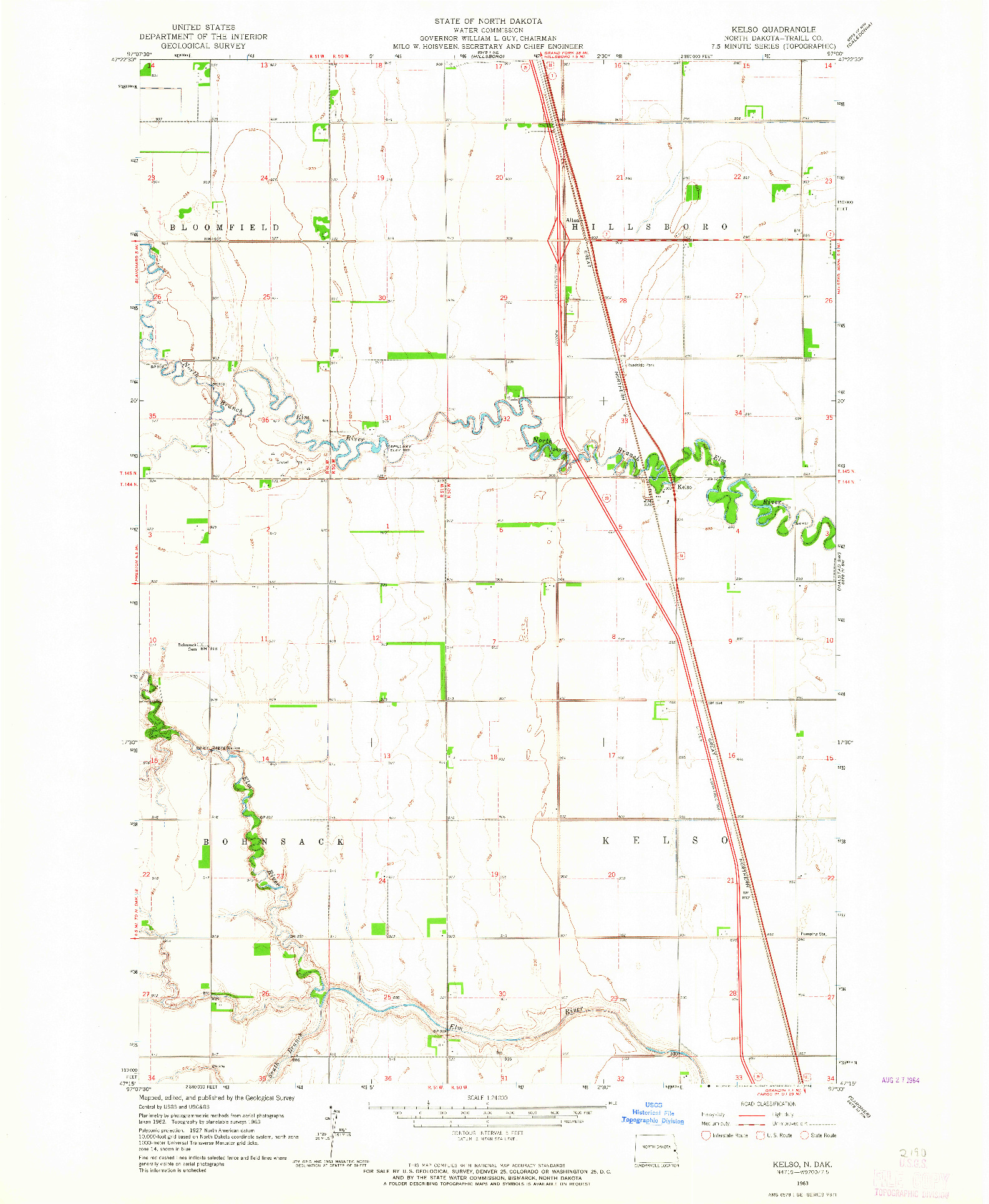 USGS 1:24000-SCALE QUADRANGLE FOR KELSO, ND 1963