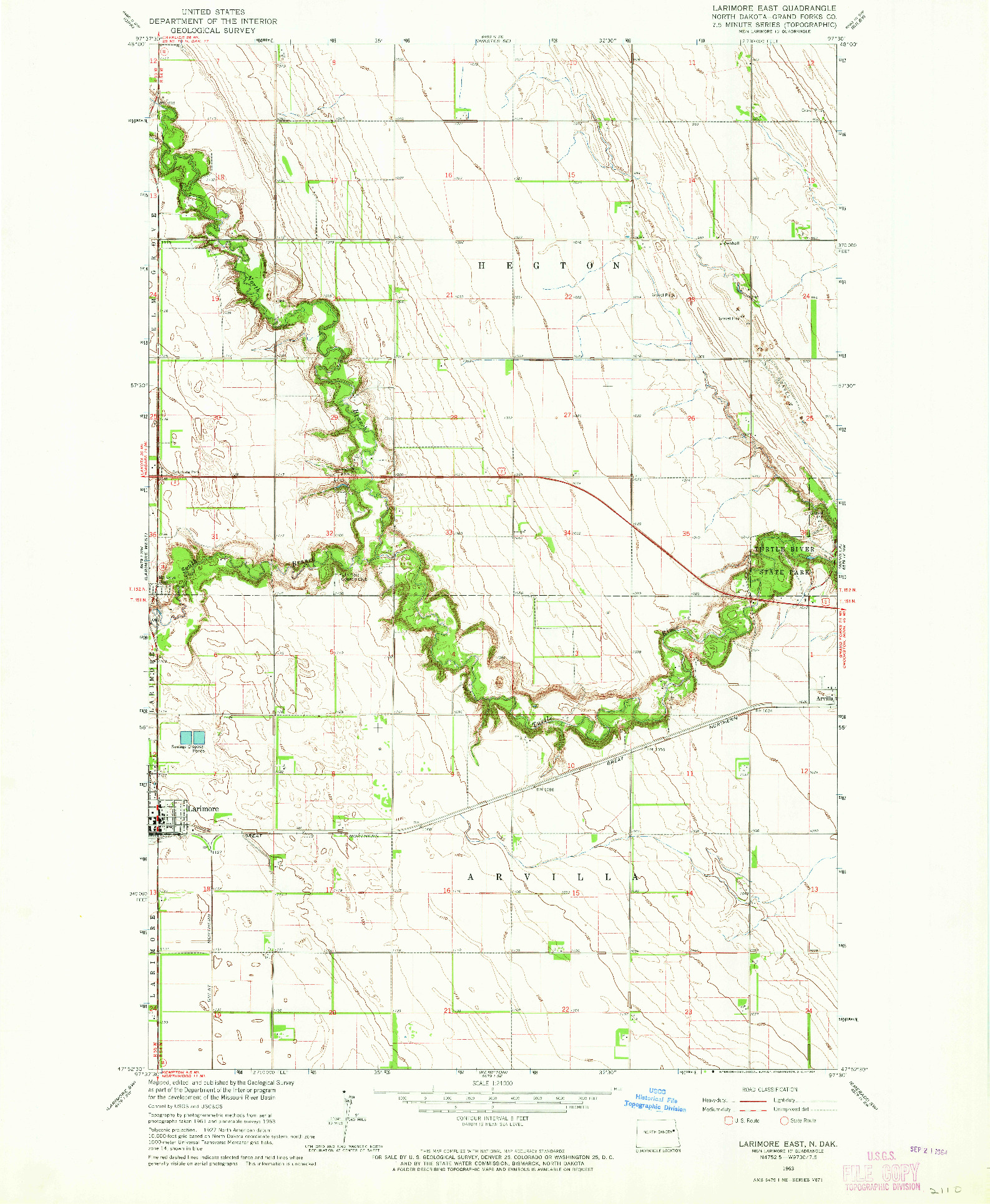 USGS 1:24000-SCALE QUADRANGLE FOR LARIMORE EAST, ND 1963