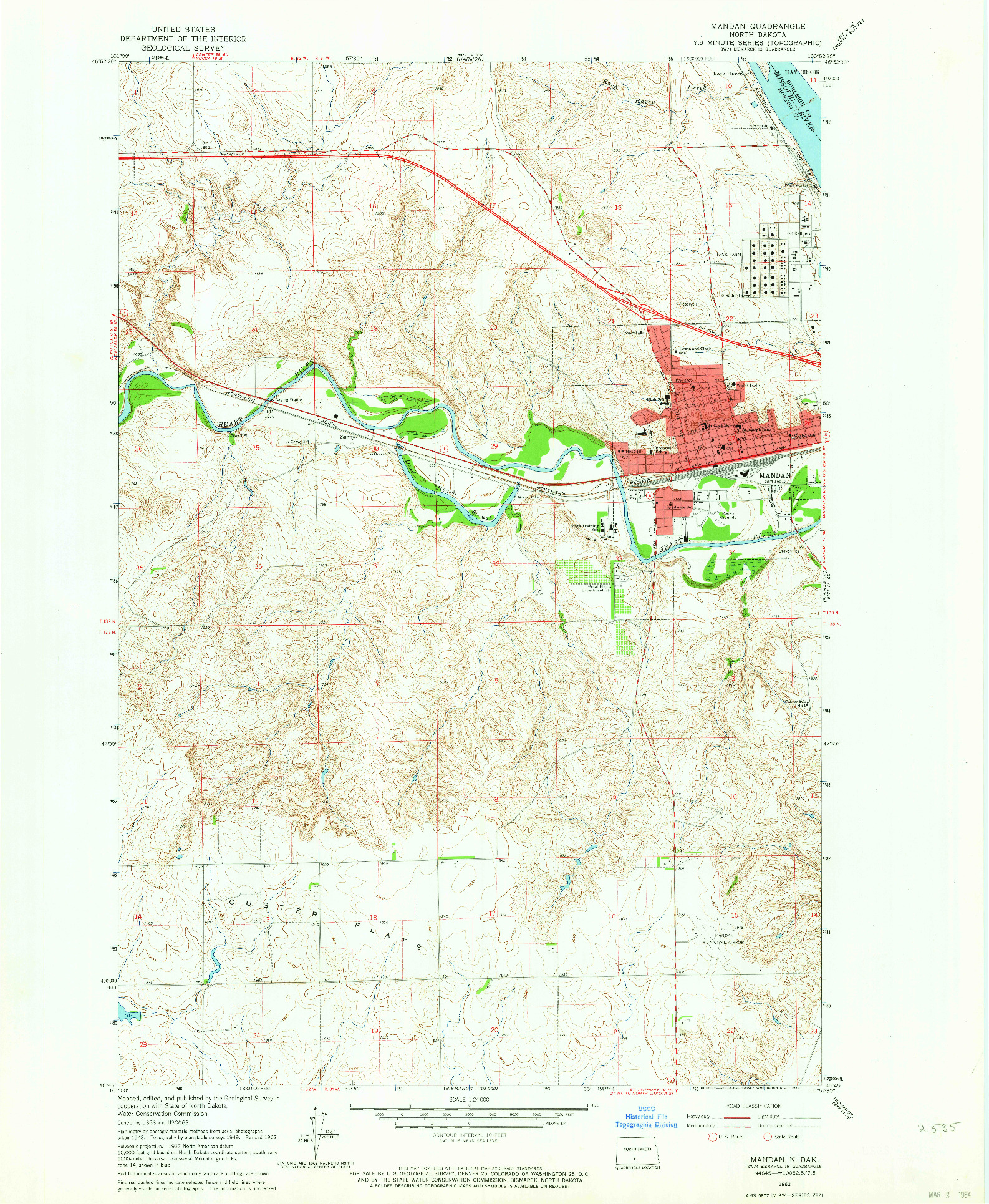 USGS 1:24000-SCALE QUADRANGLE FOR MANDAN, ND 1962