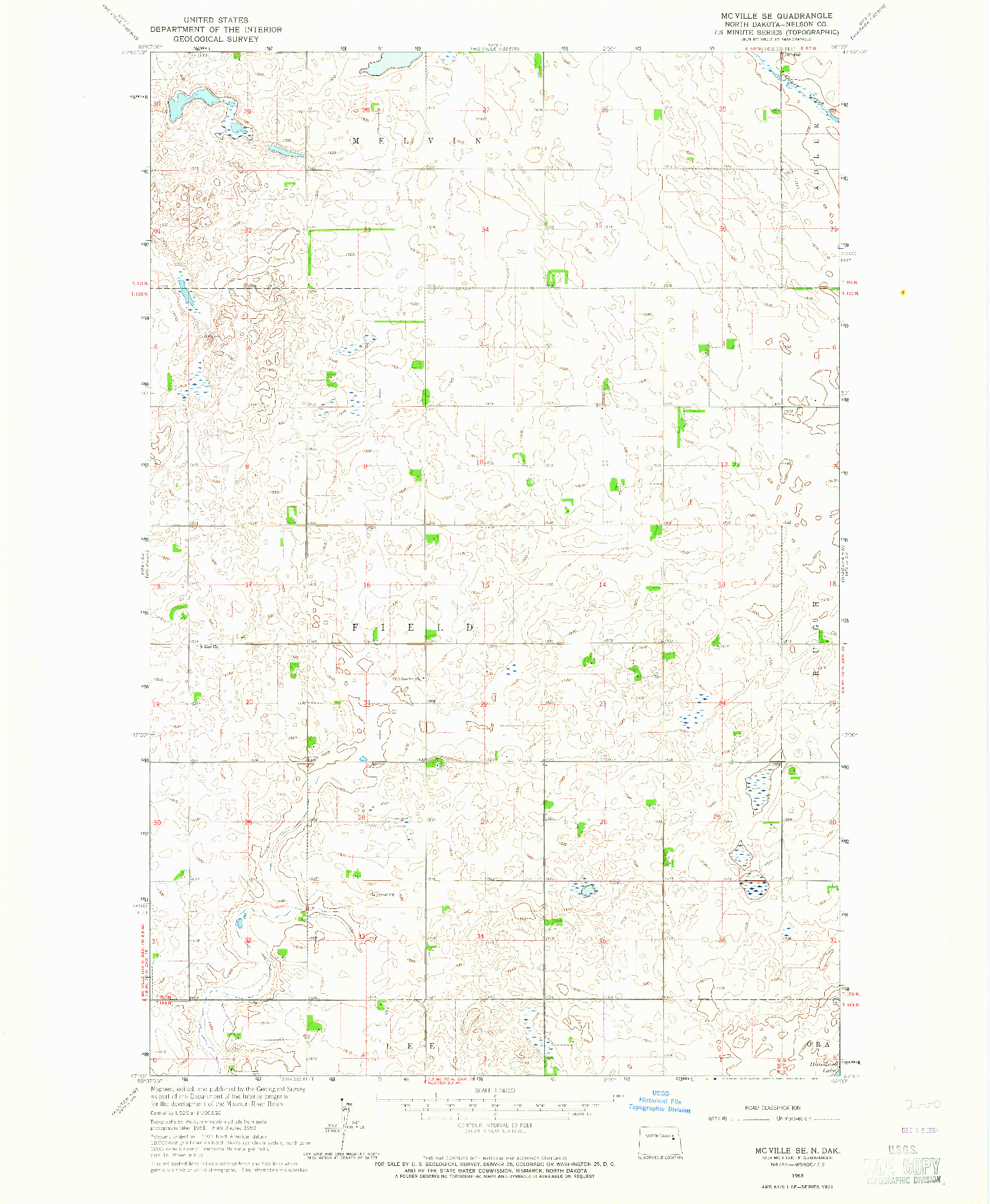 USGS 1:24000-SCALE QUADRANGLE FOR MCVILLE SE, ND 1963