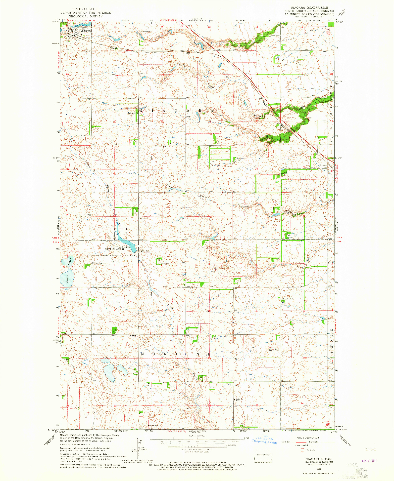 USGS 1:24000-SCALE QUADRANGLE FOR NIAGARA, ND 1963