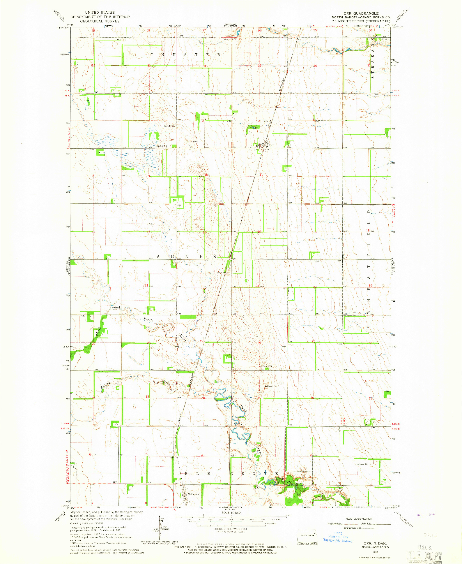 USGS 1:24000-SCALE QUADRANGLE FOR ORR, ND 1963