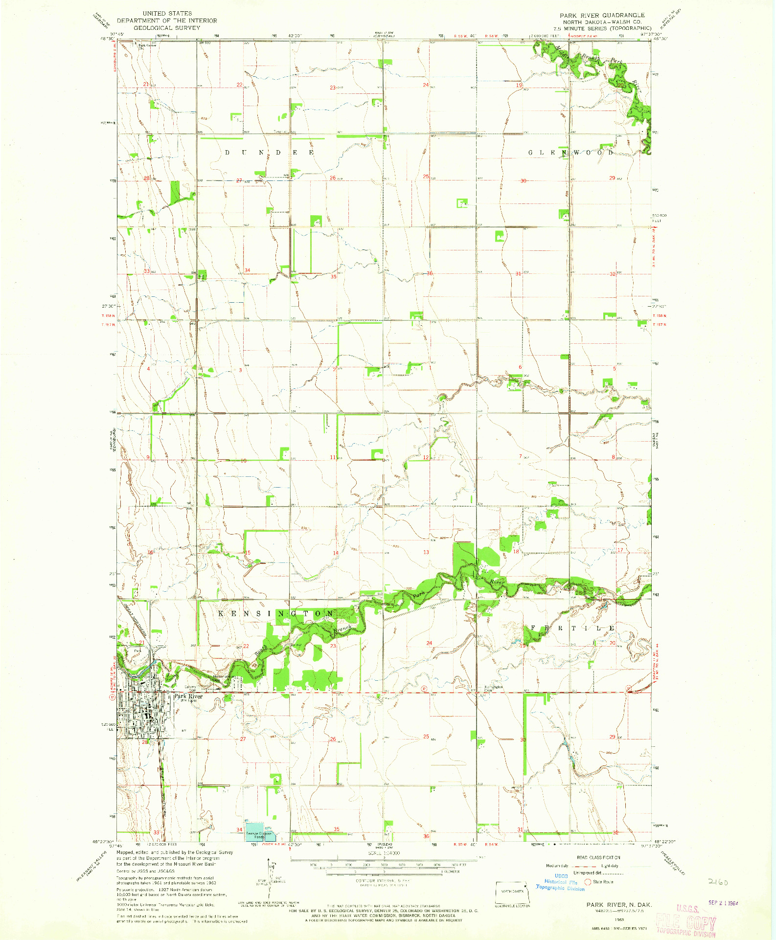 USGS 1:24000-SCALE QUADRANGLE FOR PARK RIVER, ND 1963