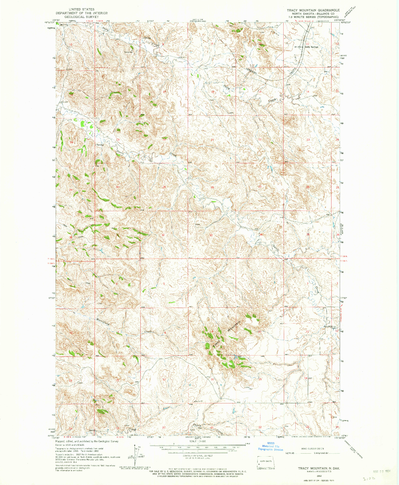 USGS 1:24000-SCALE QUADRANGLE FOR TRACY MOUNTAIN, ND 1962