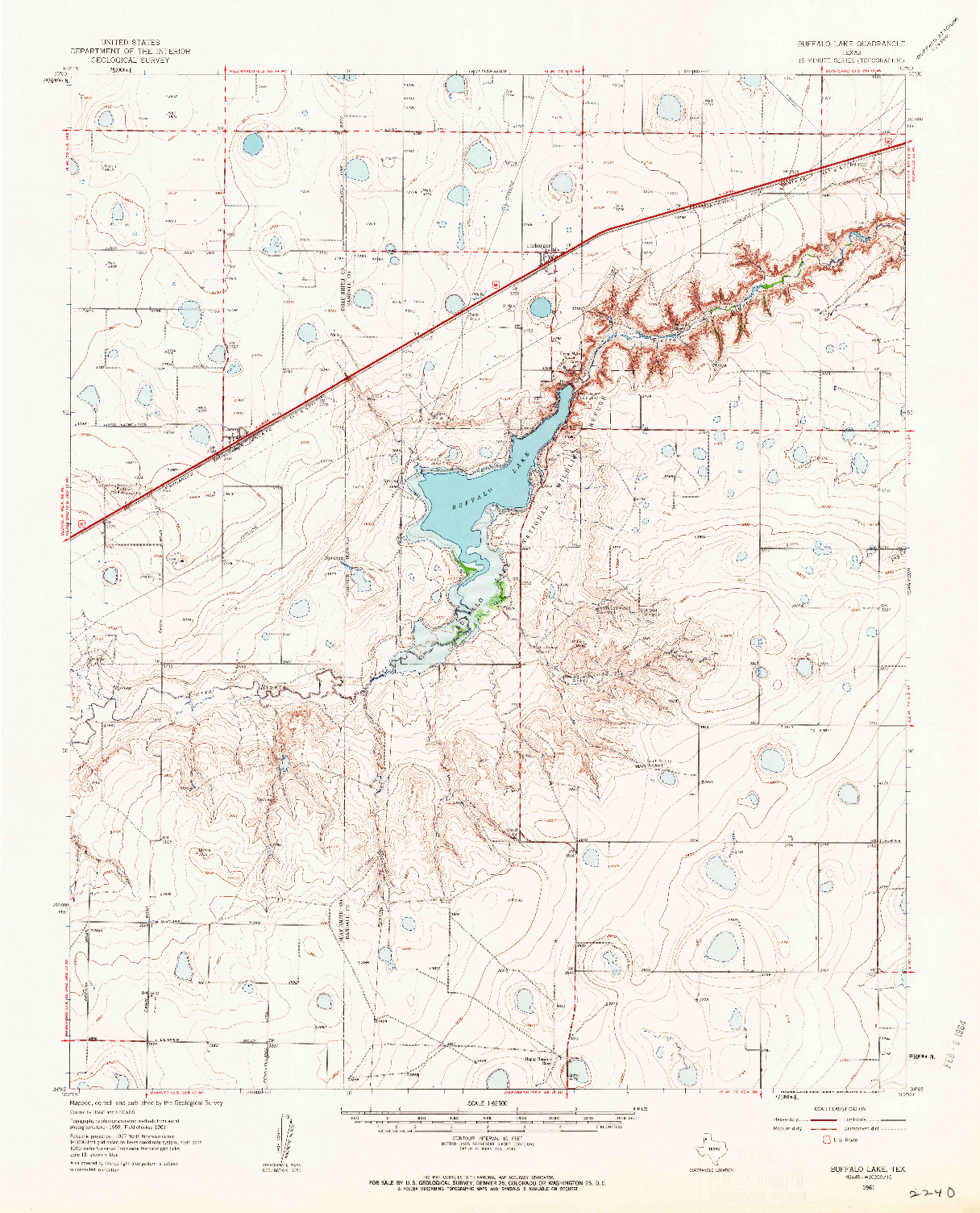 USGS 1:62500-SCALE QUADRANGLE FOR BUFFALO LAKE, TX 1961