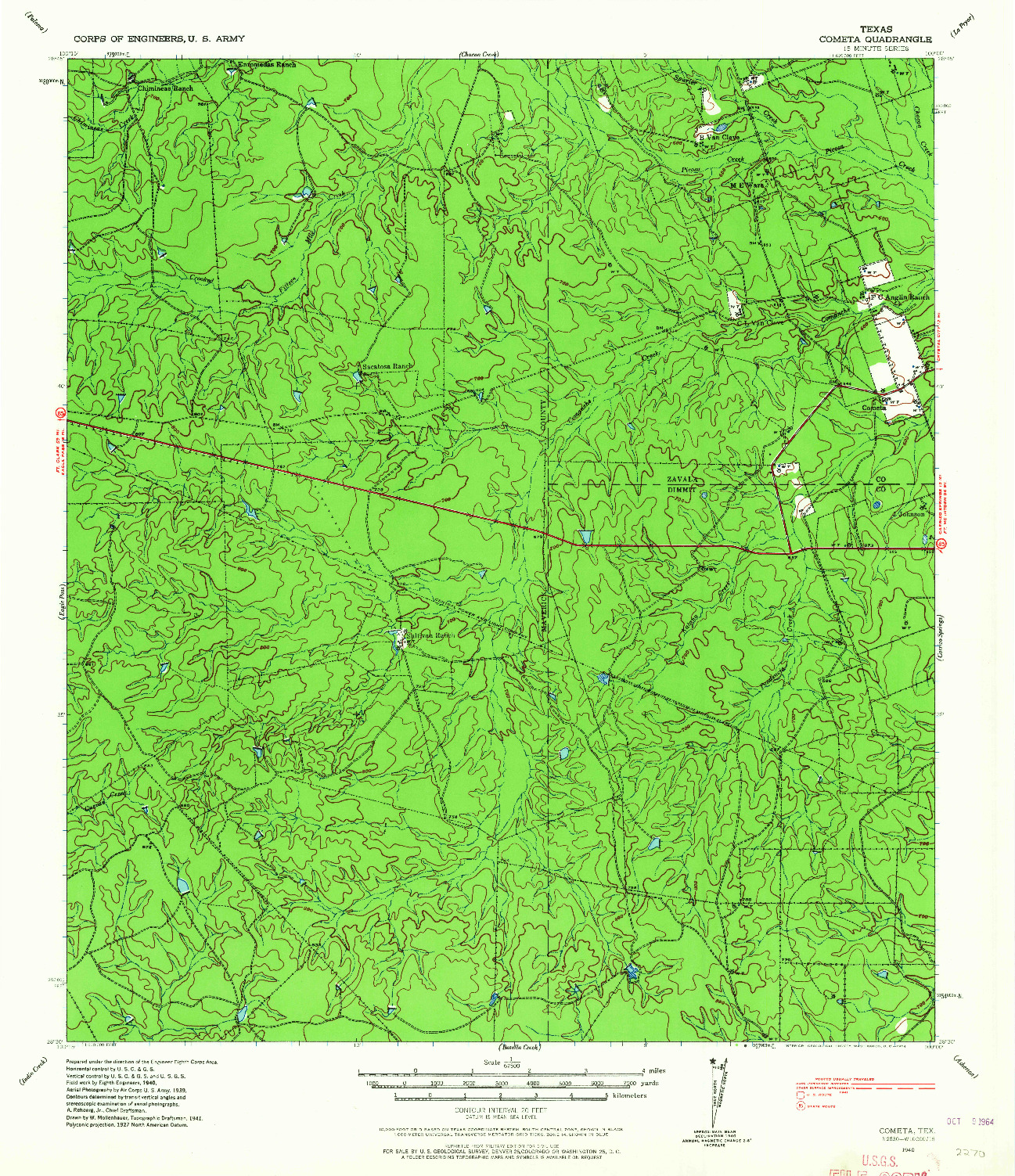 USGS 1:62500-SCALE QUADRANGLE FOR COMETA, TX 1940