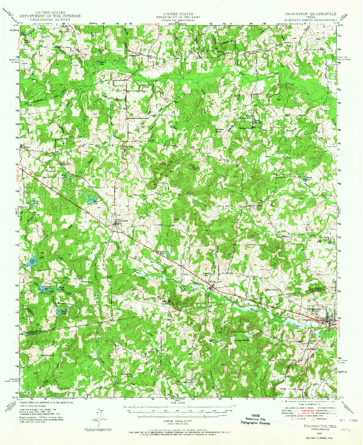 USGS 1:62500-SCALE QUADRANGLE FOR FRANKSTON, TX 1949