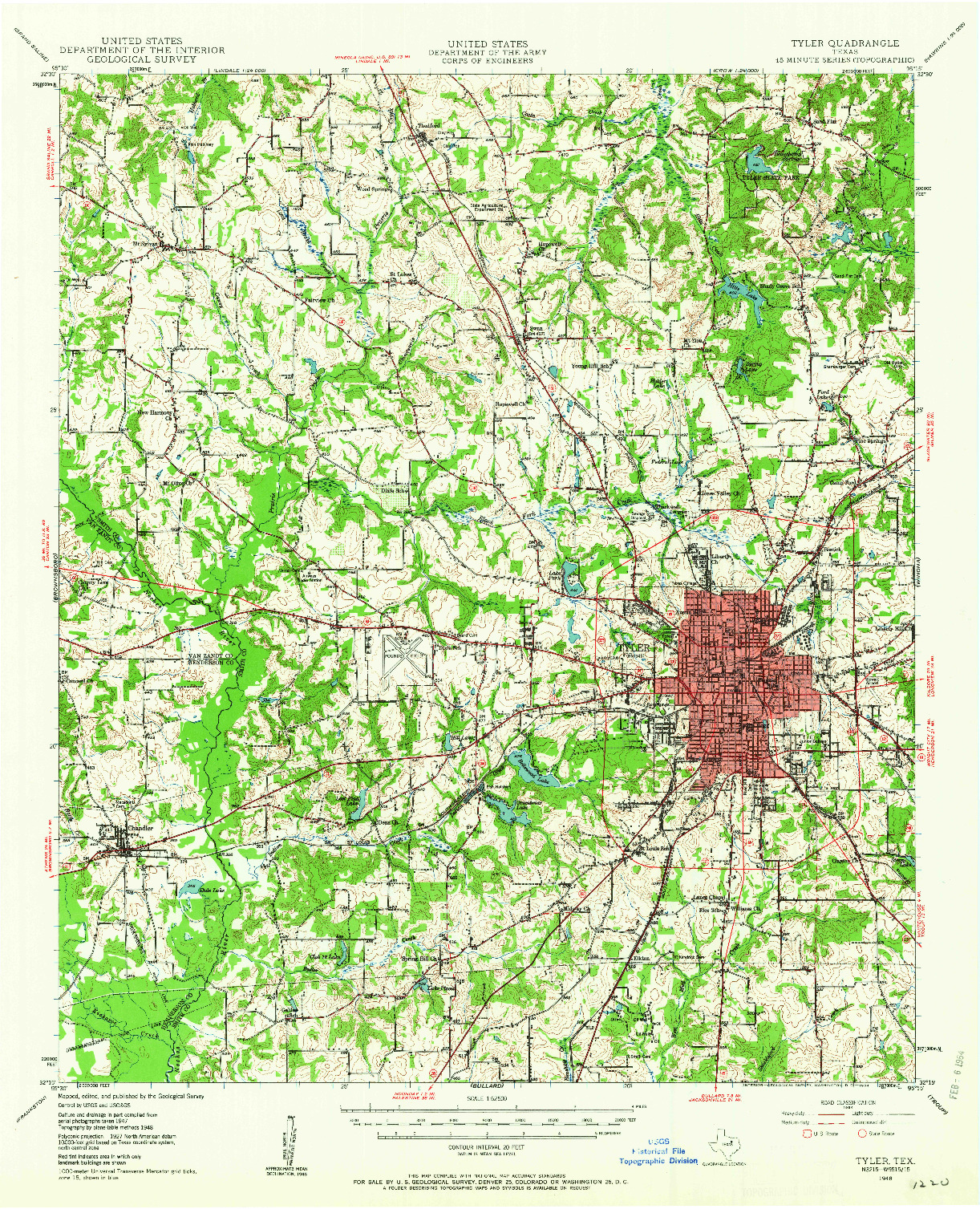 USGS 1:62500-SCALE QUADRANGLE FOR TYLER, TX 1948