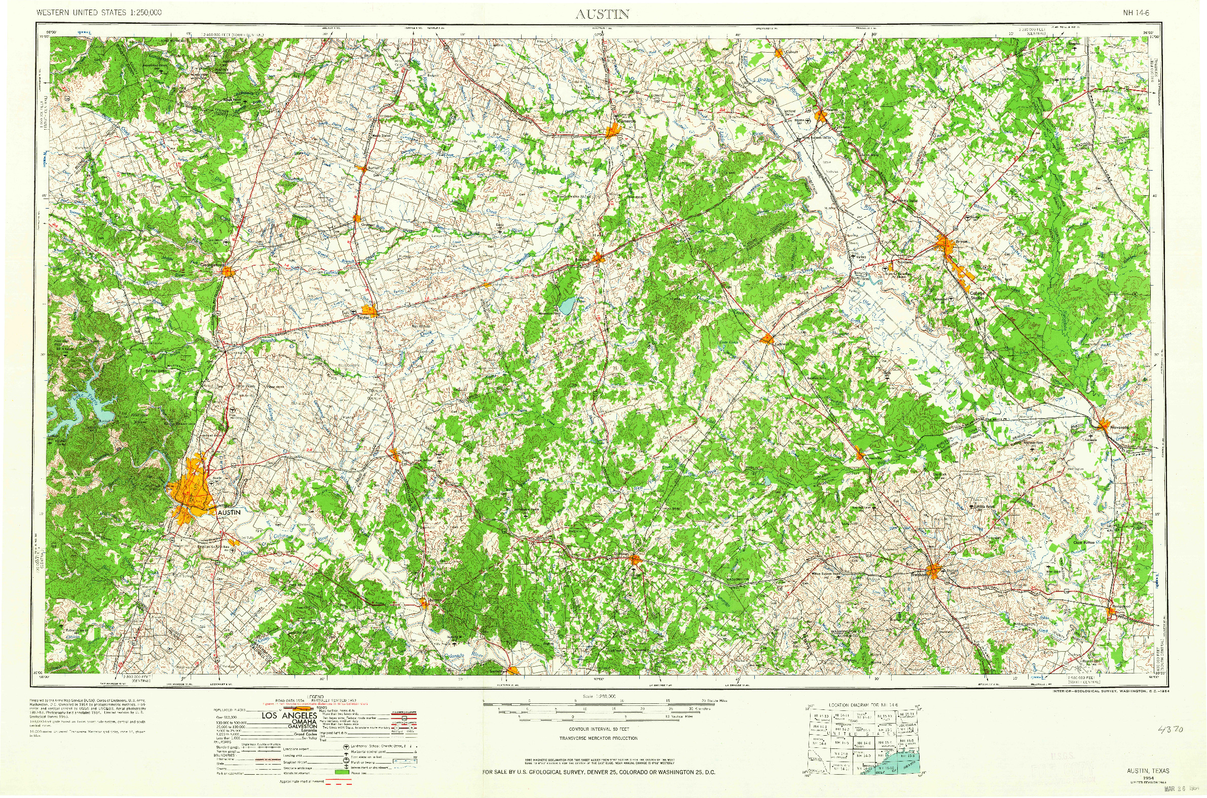 USGS 1:250000-SCALE QUADRANGLE FOR AUSTIN, TX 1954