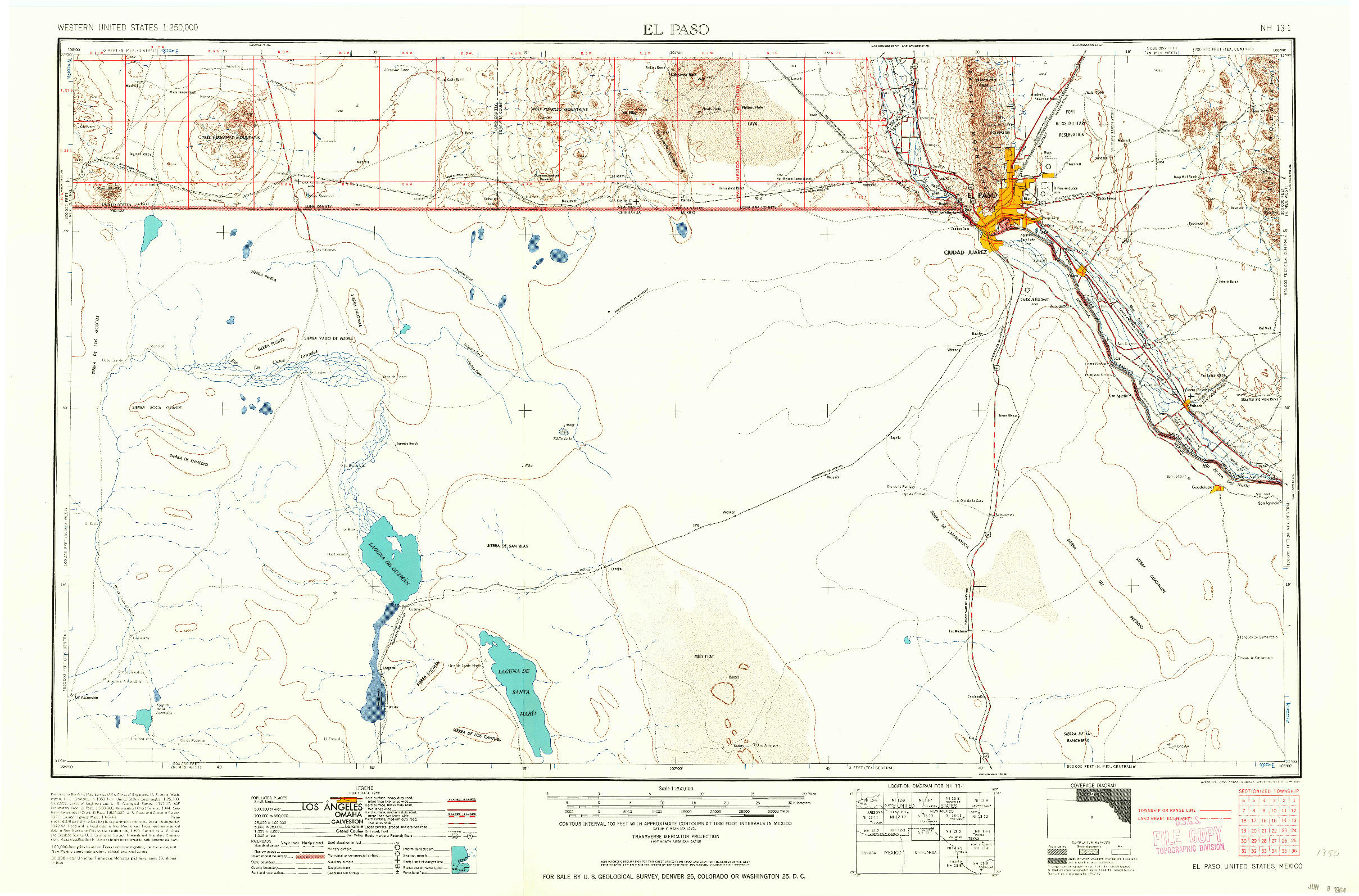 USGS 1:250000-SCALE QUADRANGLE FOR EL PASO, TX 1964