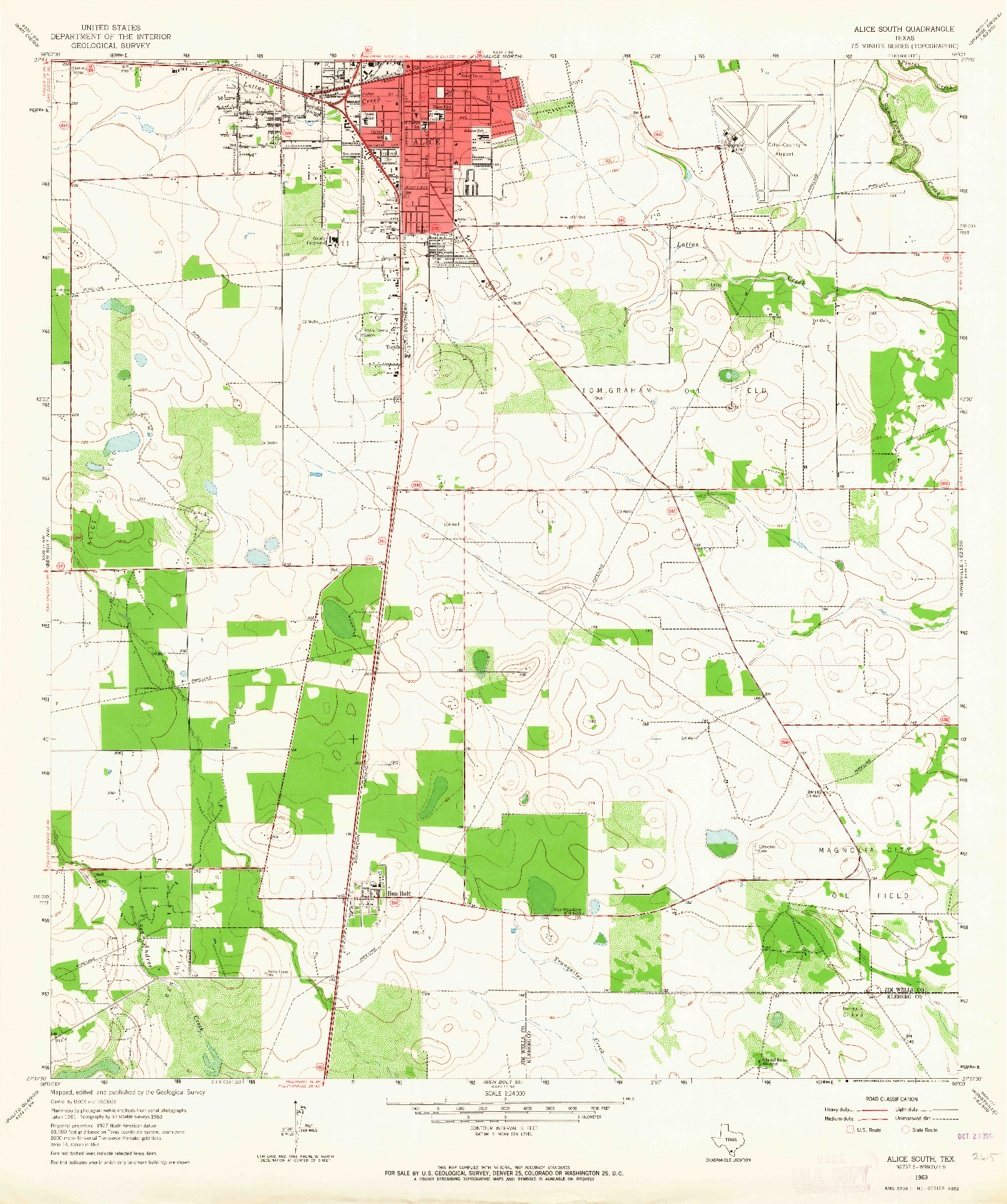 USGS 1:24000-SCALE QUADRANGLE FOR ALICE SOUTH, TX 1963