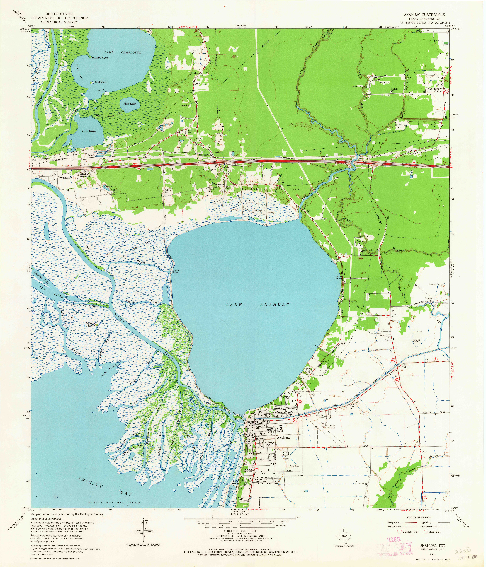 USGS 1:24000-SCALE QUADRANGLE FOR ANAHUAC, TX 1961