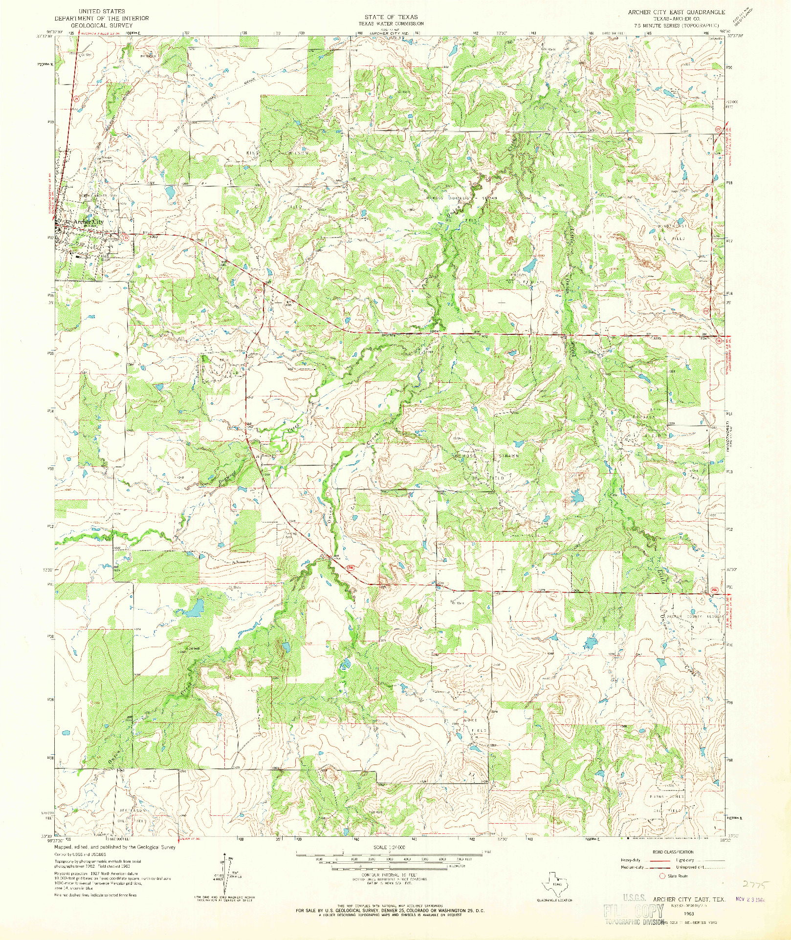 USGS 1:24000-SCALE QUADRANGLE FOR ARCHER CITY EAST, TX 1963