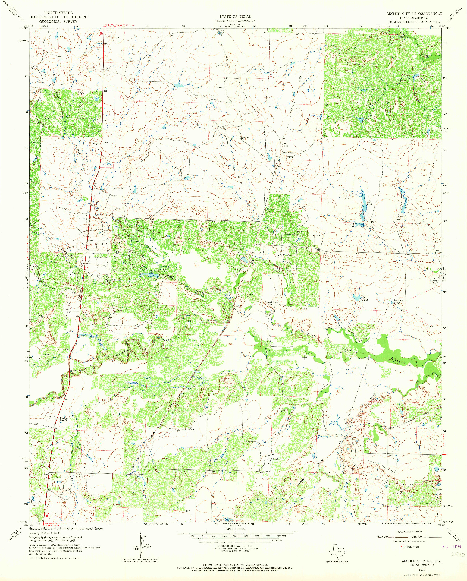 USGS 1:24000-SCALE QUADRANGLE FOR ARCHER CITY NE, TX 1963