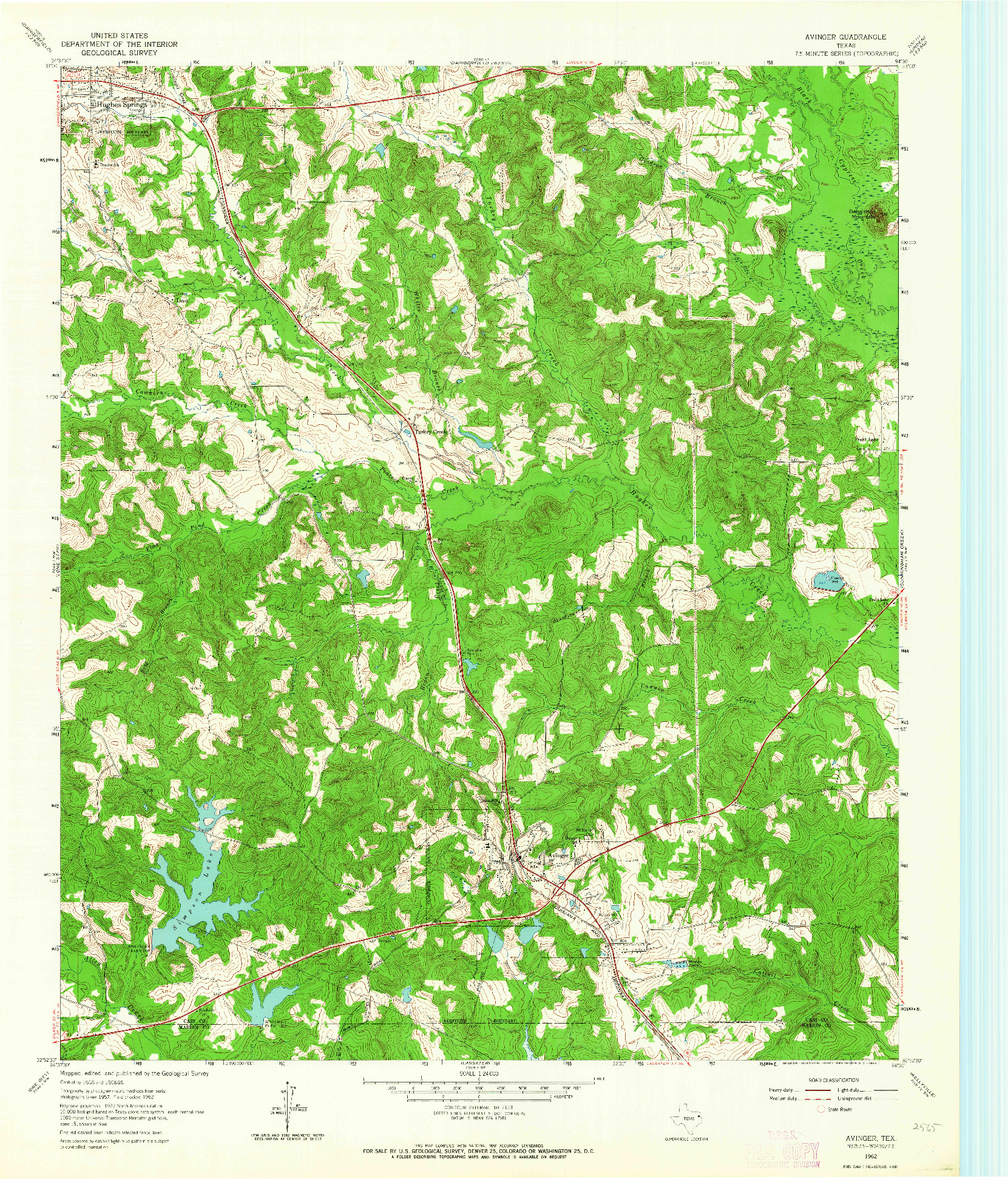 USGS 1:24000-SCALE QUADRANGLE FOR AVINGER, TX 1962