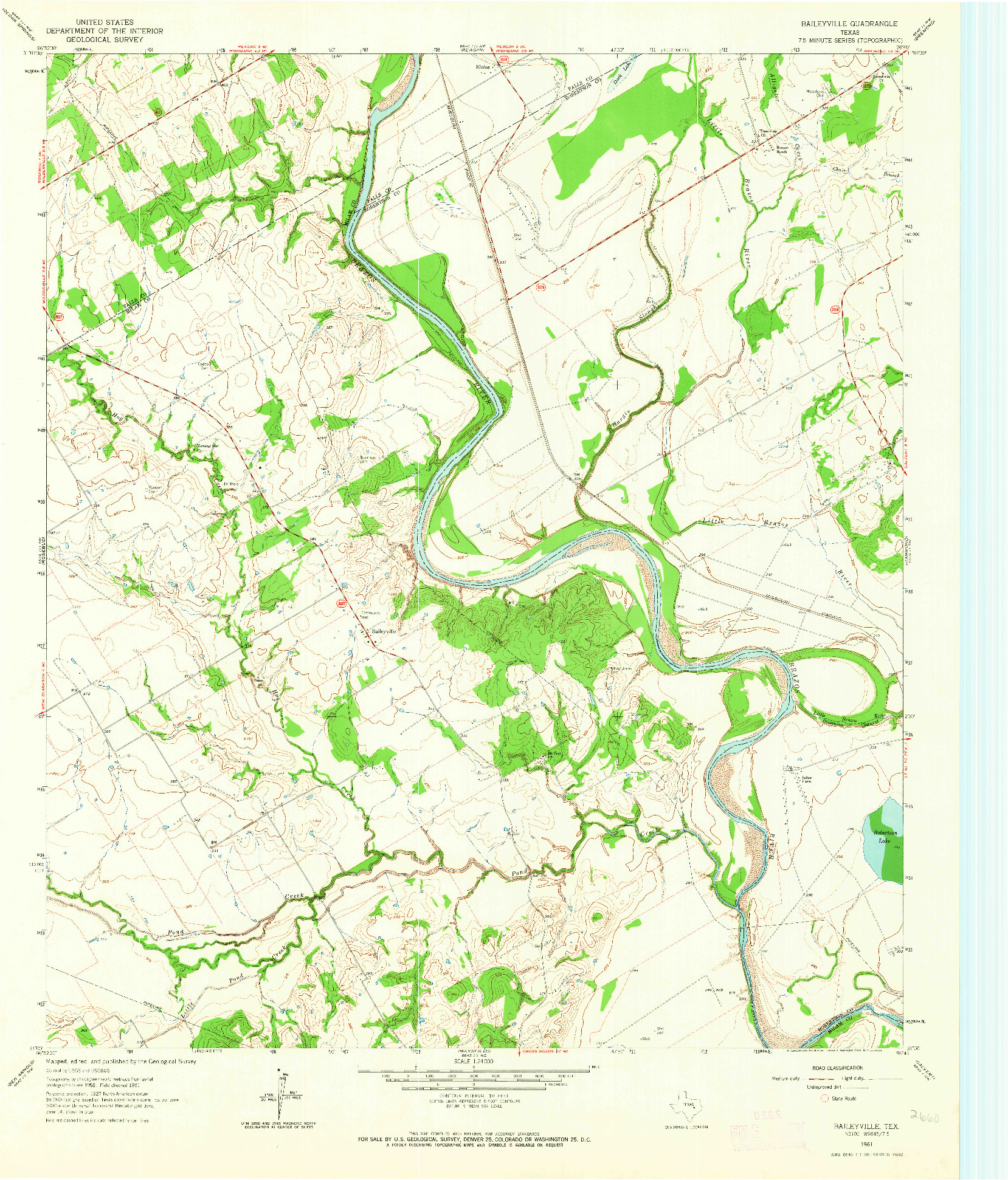 USGS 1:24000-SCALE QUADRANGLE FOR BAILEYVILLE, TX 1961