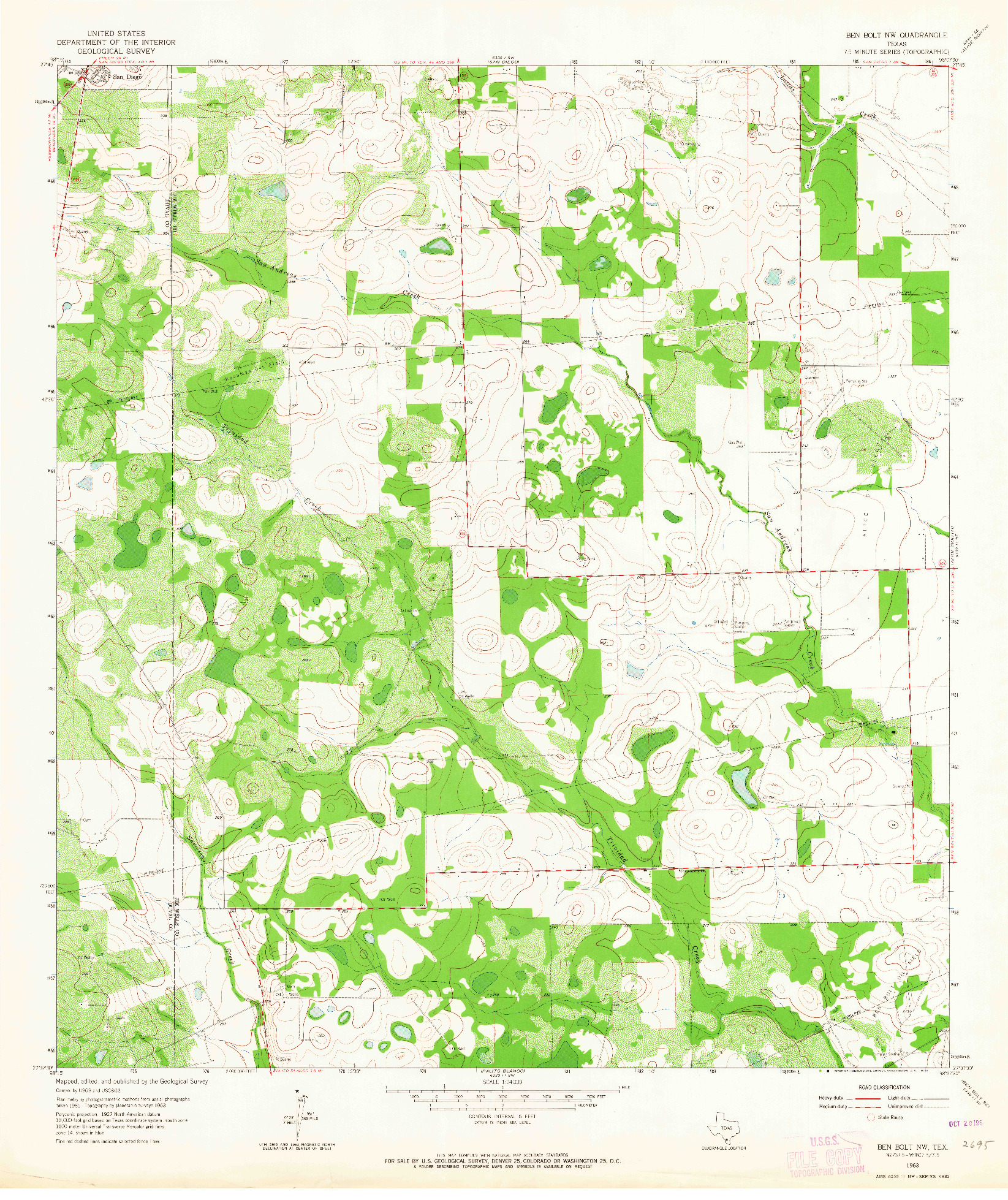 USGS 1:24000-SCALE QUADRANGLE FOR BEN BOLT NW, TX 1963