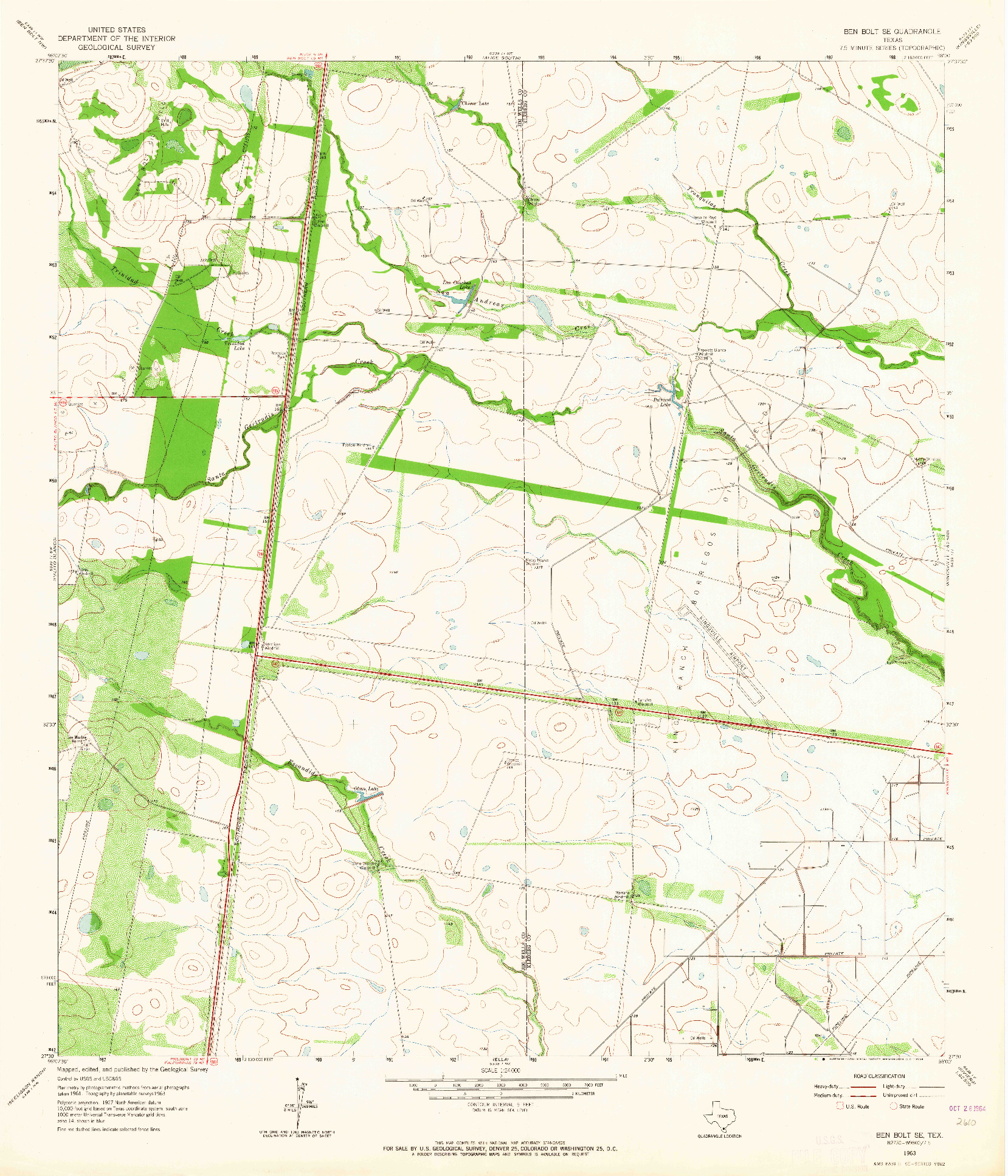 USGS 1:24000-SCALE QUADRANGLE FOR BEN BOLT SE, TX 1963