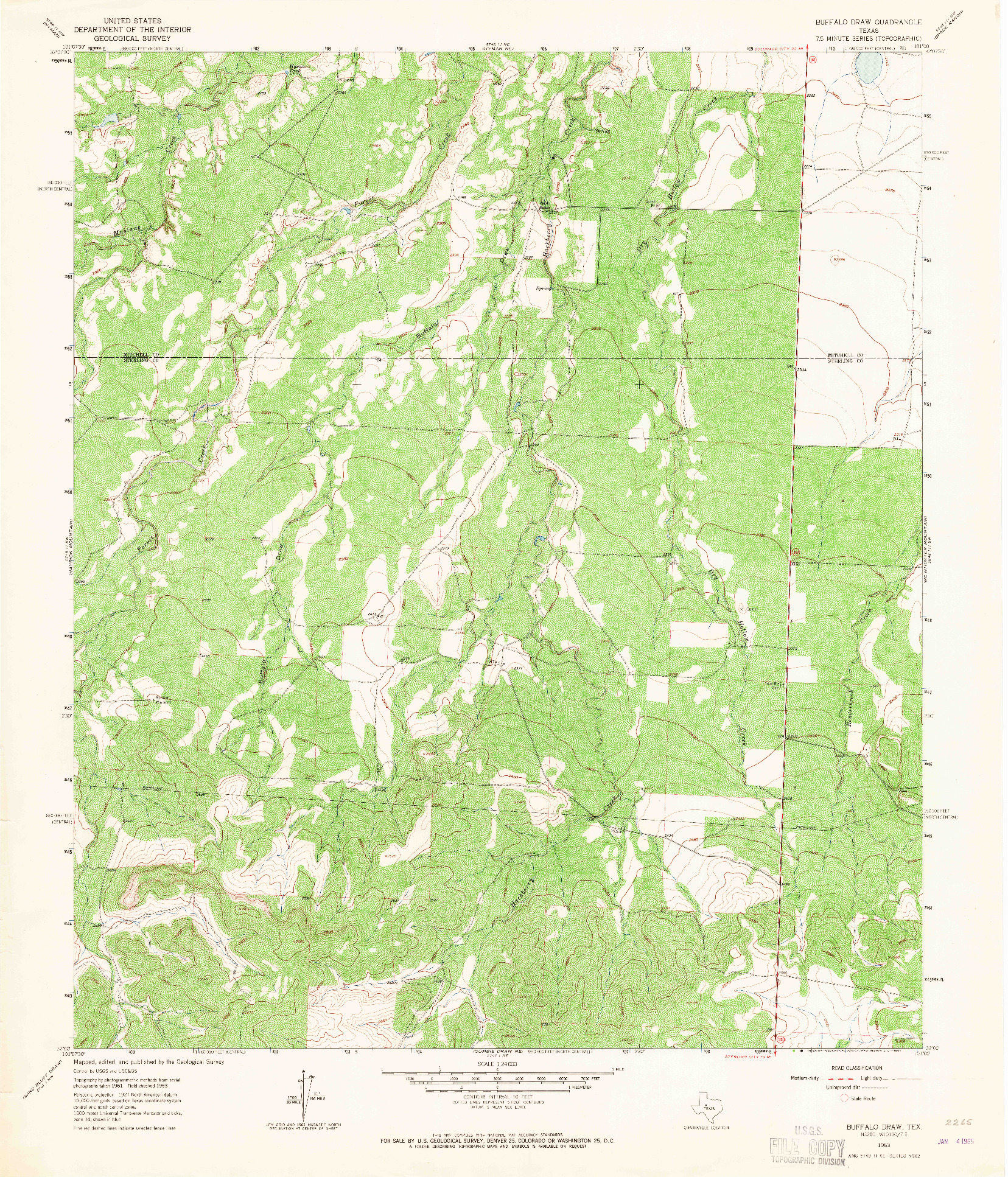 USGS 1:24000-SCALE QUADRANGLE FOR BUFFALO DRAW, TX 1963