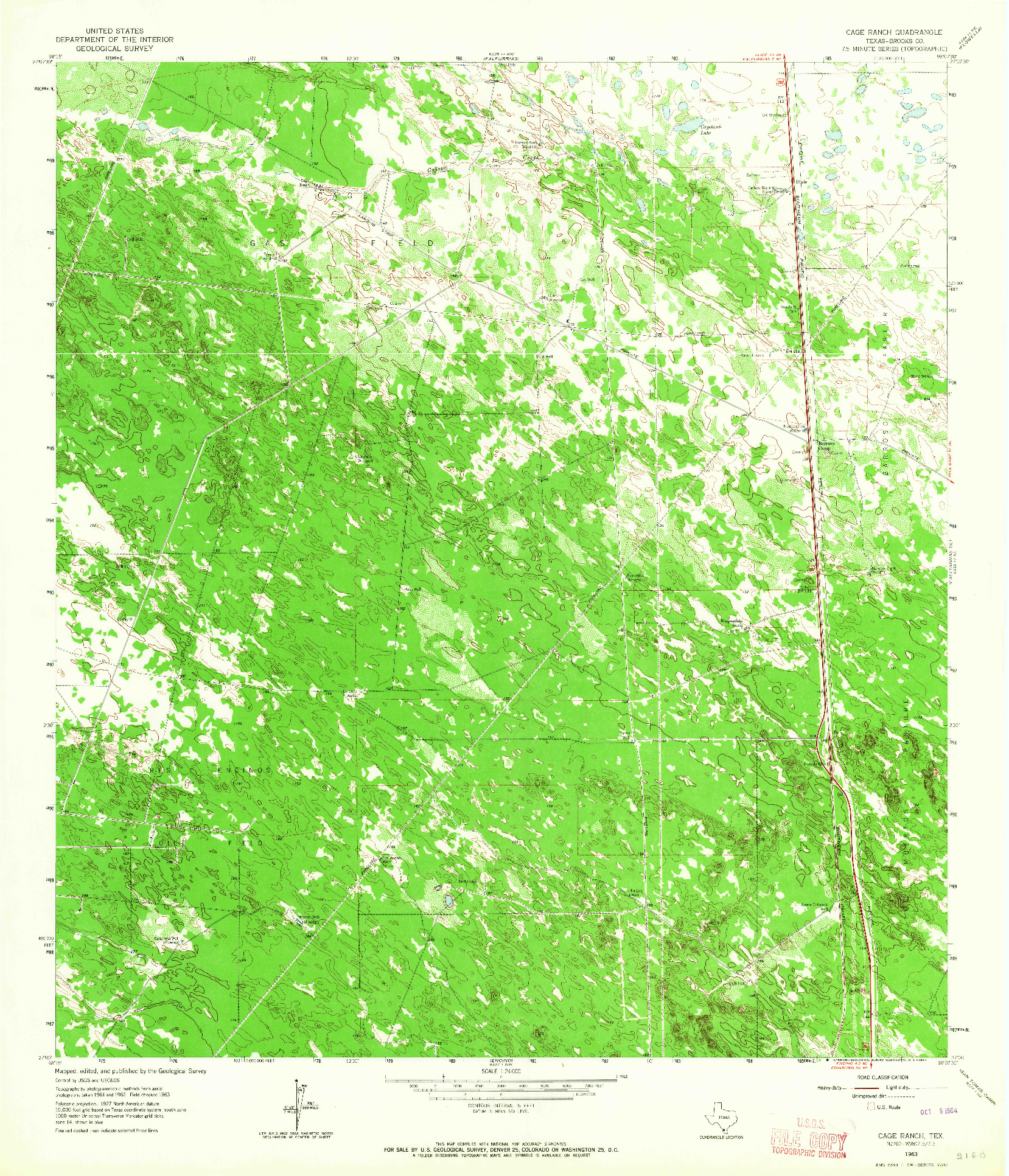 USGS 1:24000-SCALE QUADRANGLE FOR CAGE RANCH, TX 1963