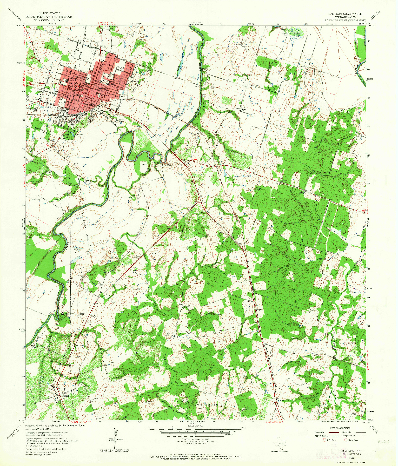 USGS 1:24000-SCALE QUADRANGLE FOR CAMERON, TX 1961