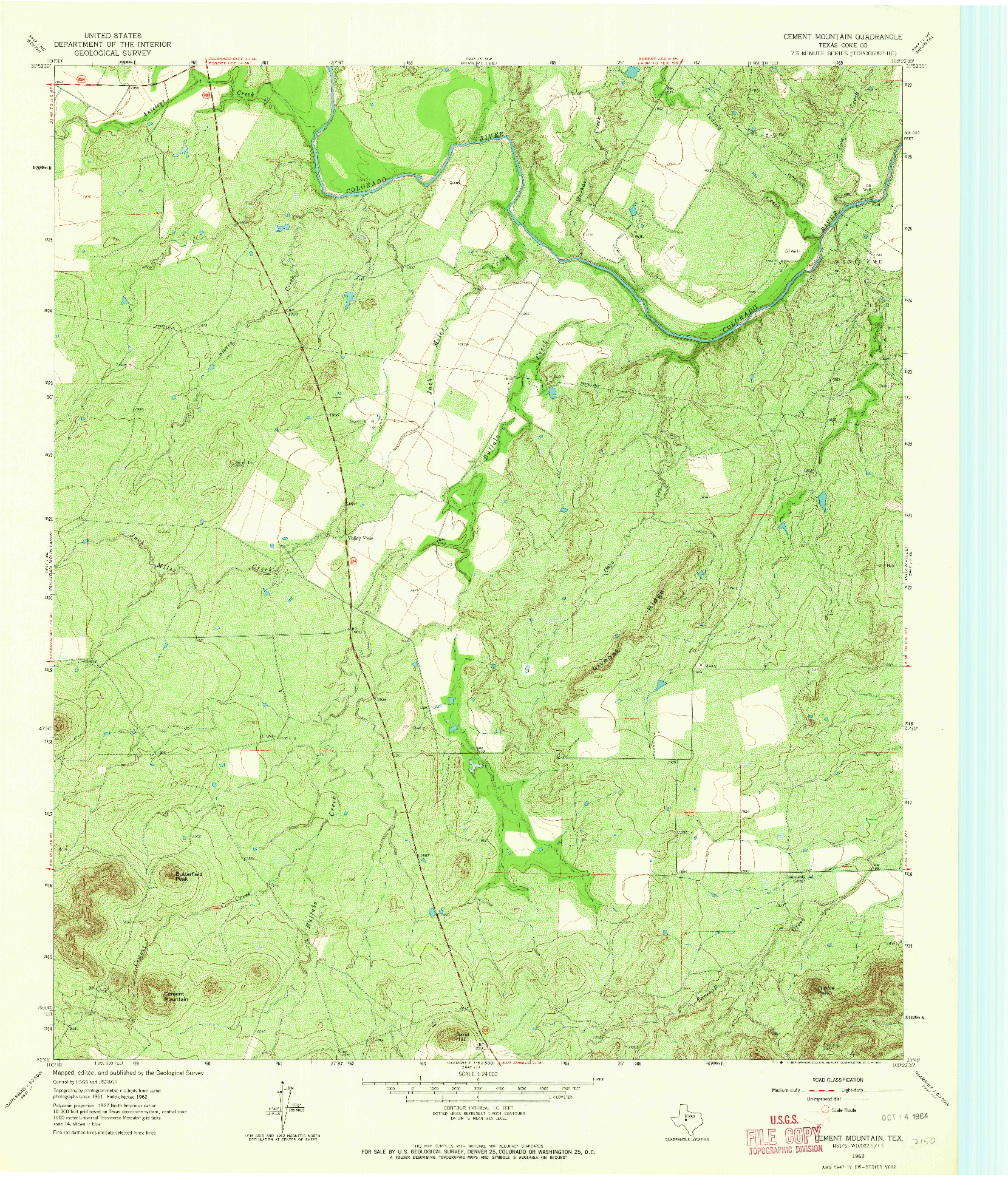 USGS 1:24000-SCALE QUADRANGLE FOR CEMENT MOUNTAIN, TX 1962