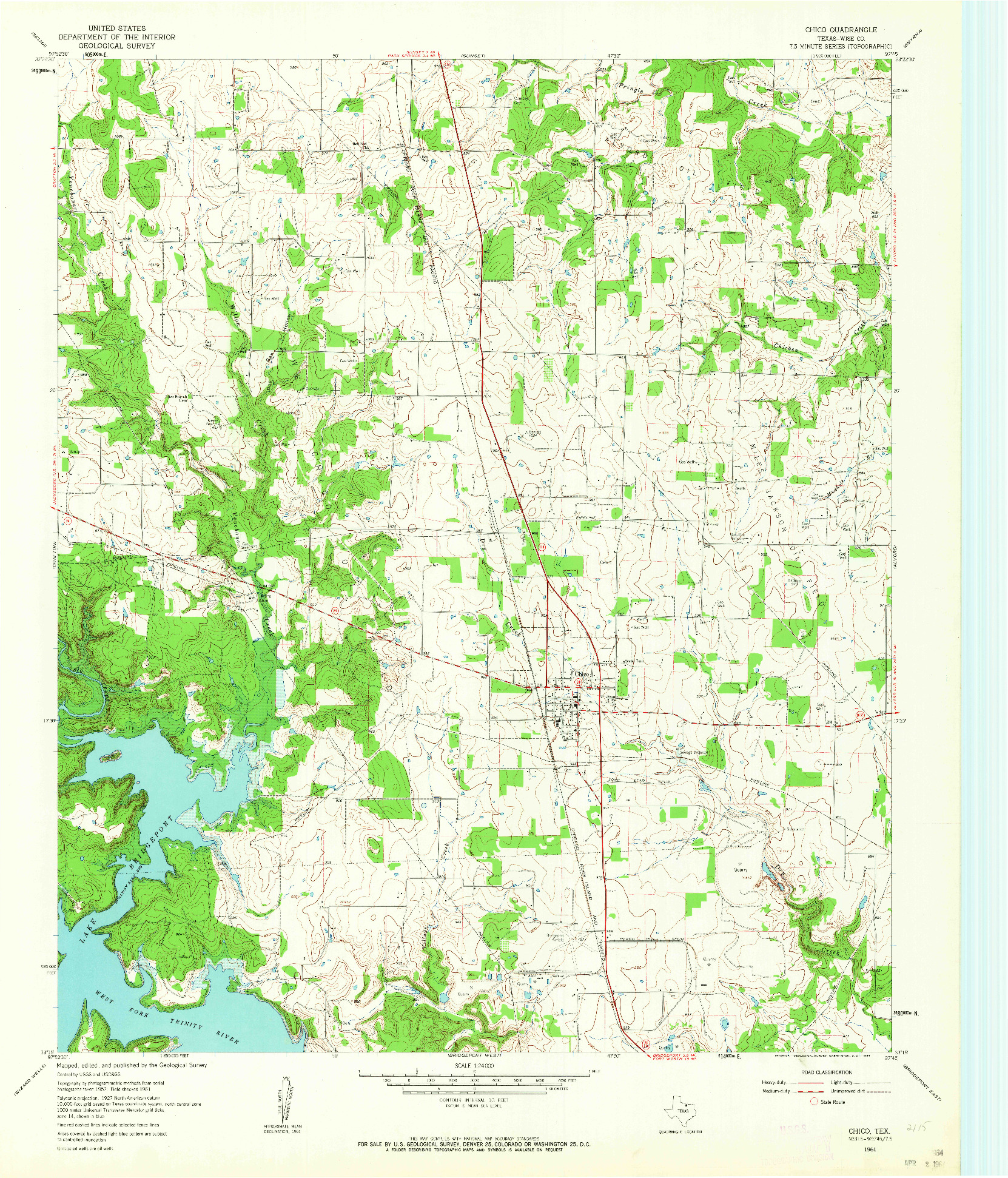 USGS 1:24000-SCALE QUADRANGLE FOR CHICO, TX 1961