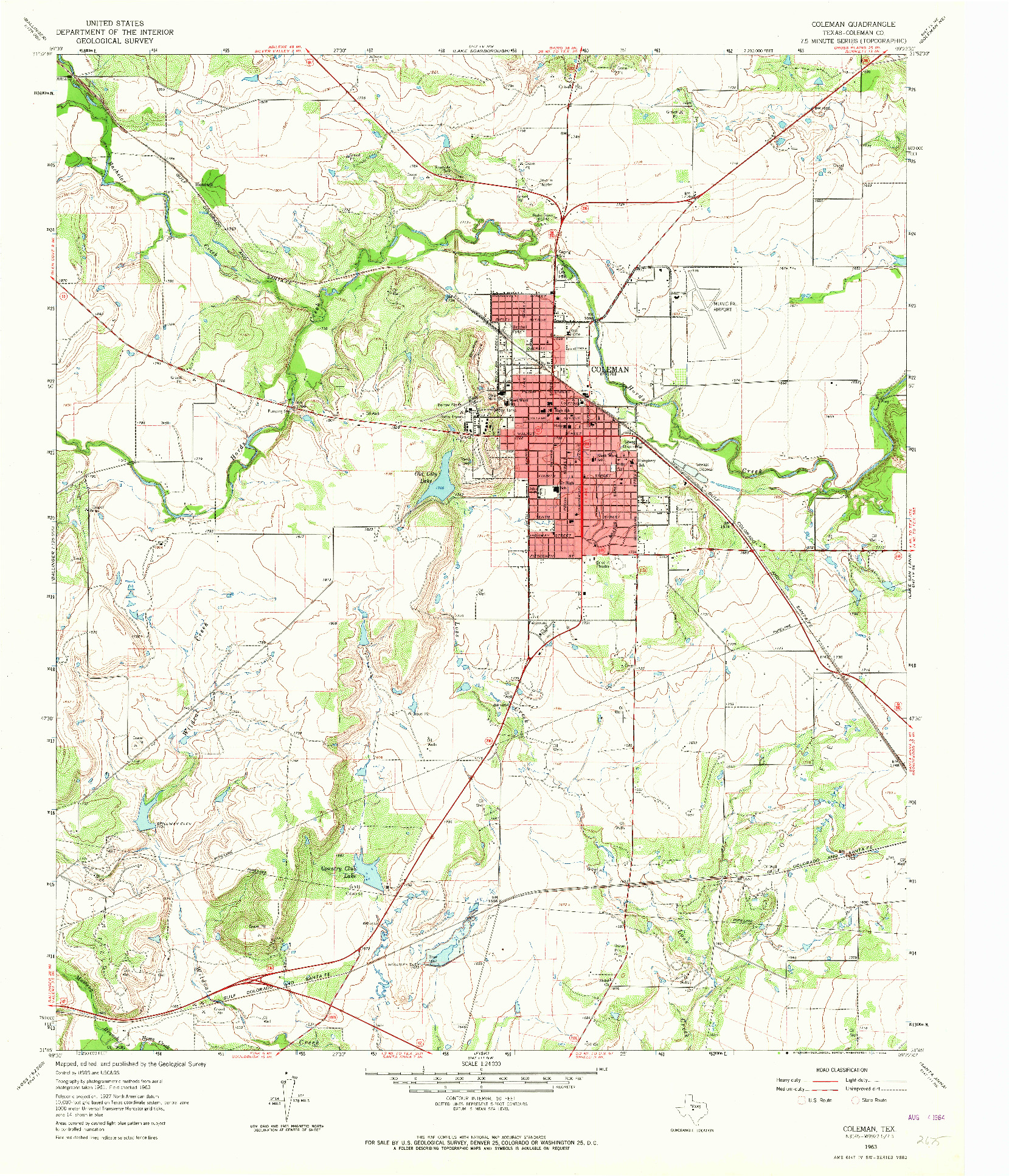 USGS 1:24000-SCALE QUADRANGLE FOR COLEMAN, TX 1963