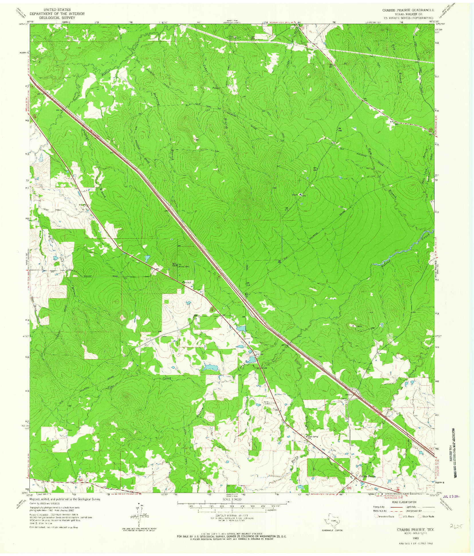 USGS 1:24000-SCALE QUADRANGLE FOR CRABBS PRAIRIE, TX 1963