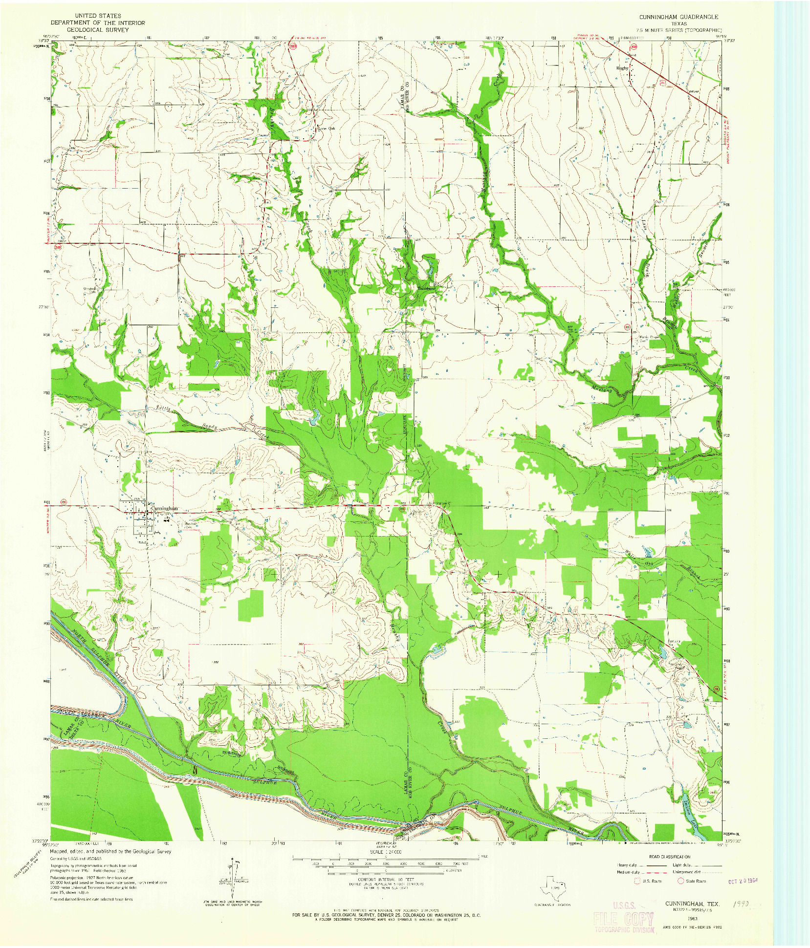 USGS 1:24000-SCALE QUADRANGLE FOR CUNNINGHAM, TX 1963