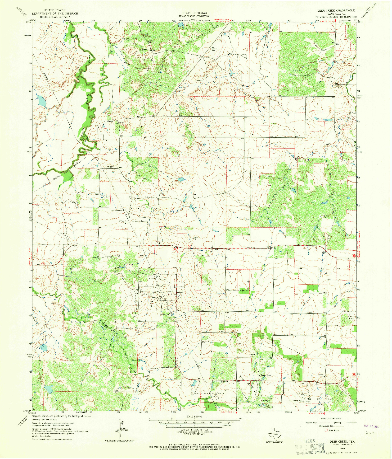 USGS 1:24000-SCALE QUADRANGLE FOR DEER CREEK, TX 1963