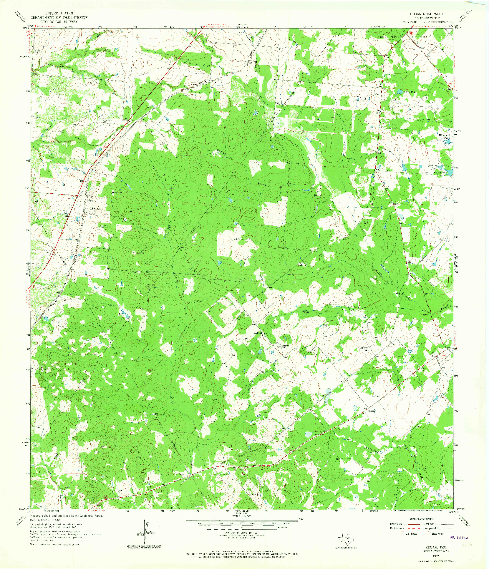 USGS 1:24000-SCALE QUADRANGLE FOR EDGAR, TX 1962