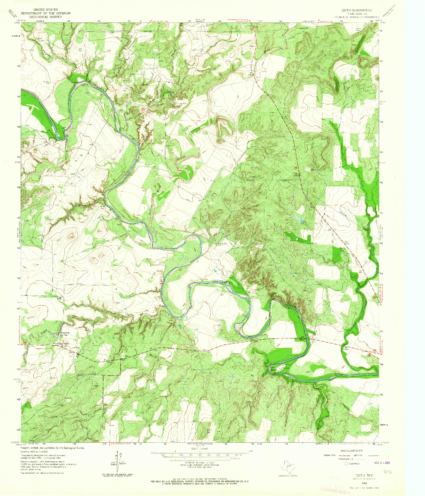 USGS 1:24000-SCALE QUADRANGLE FOR EDITH, TX 1962