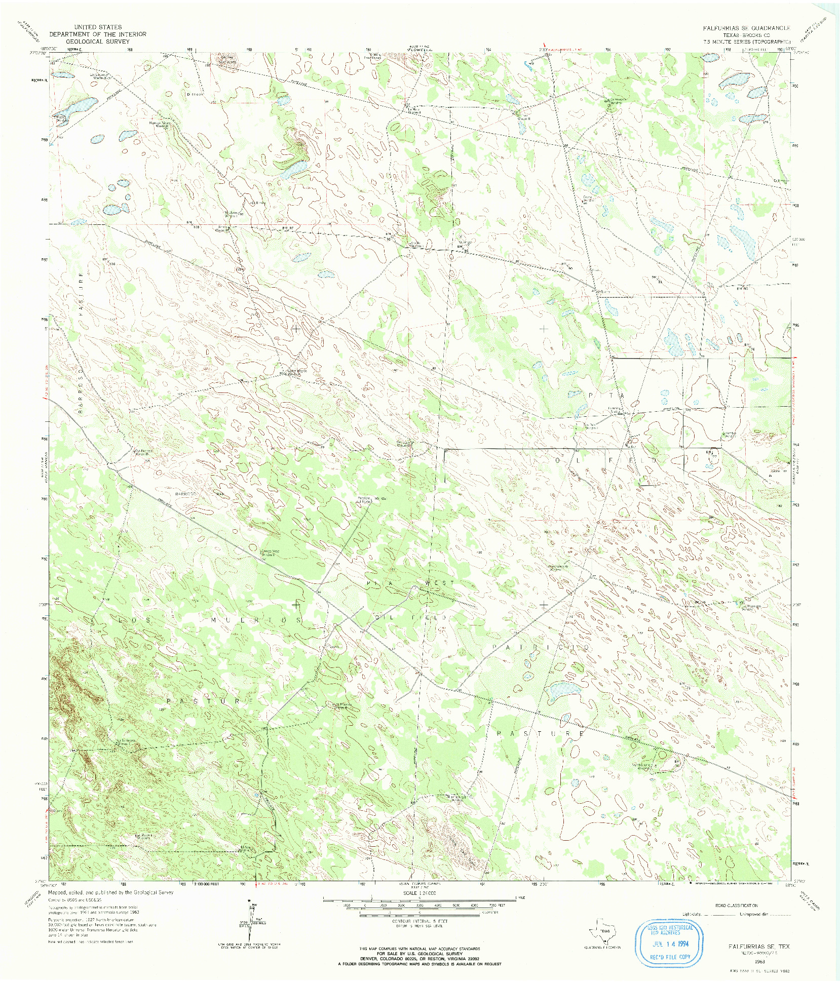 USGS 1:24000-SCALE QUADRANGLE FOR FALFURRIAS SE, TX 1963