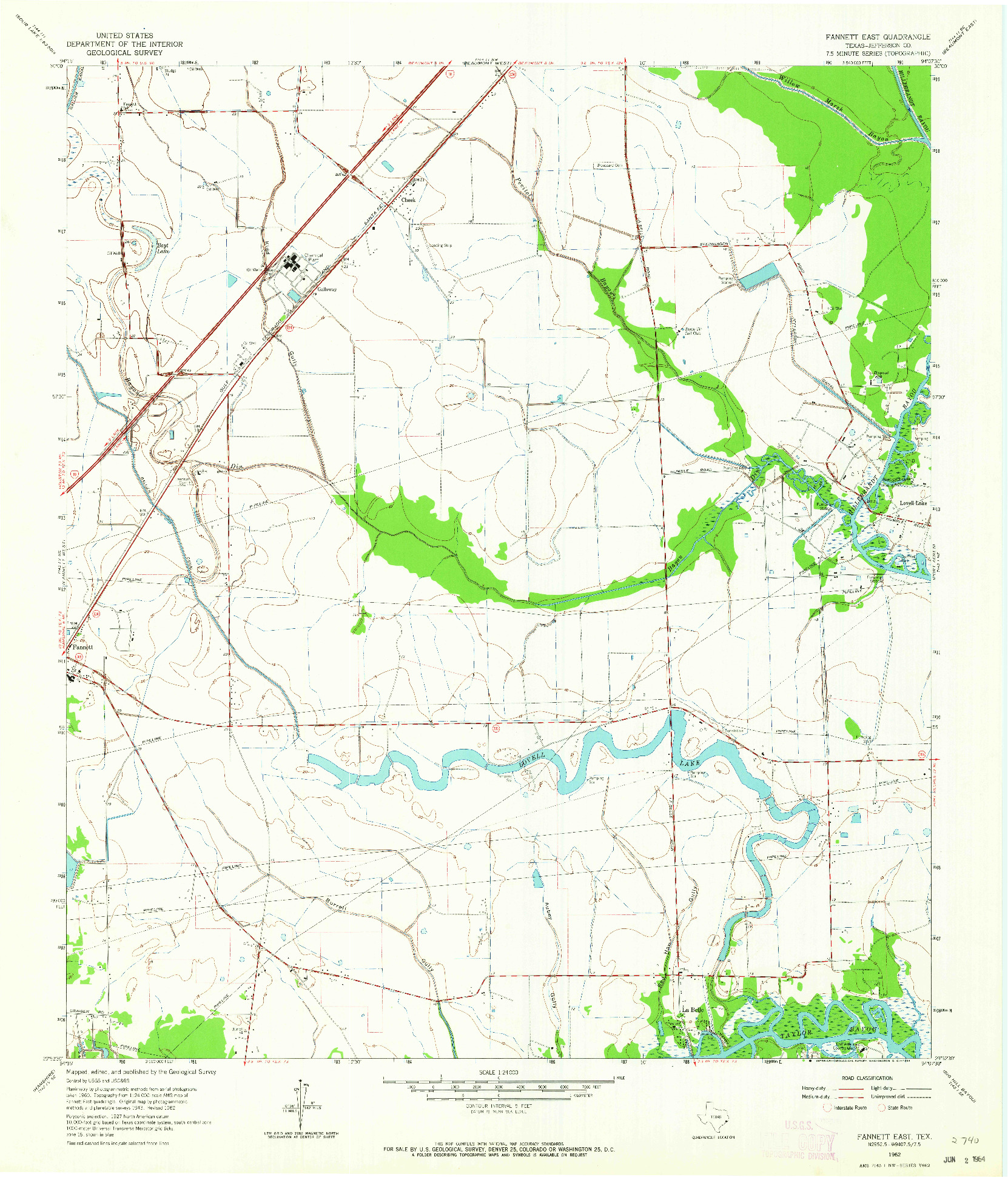 USGS 1:24000-SCALE QUADRANGLE FOR FANNETT EAST, TX 1962