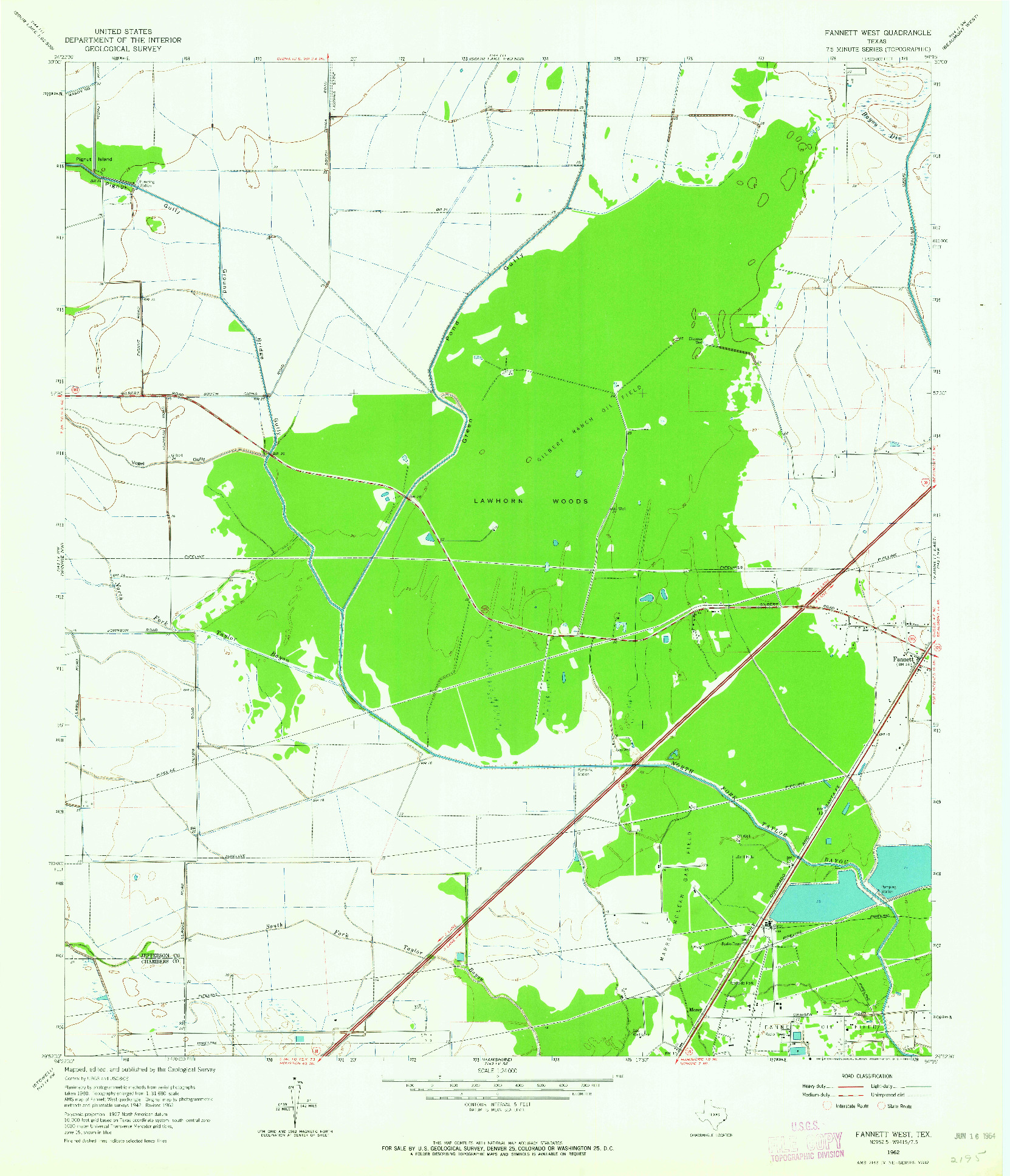 USGS 1:24000-SCALE QUADRANGLE FOR FANNETT WEST, TX 1962